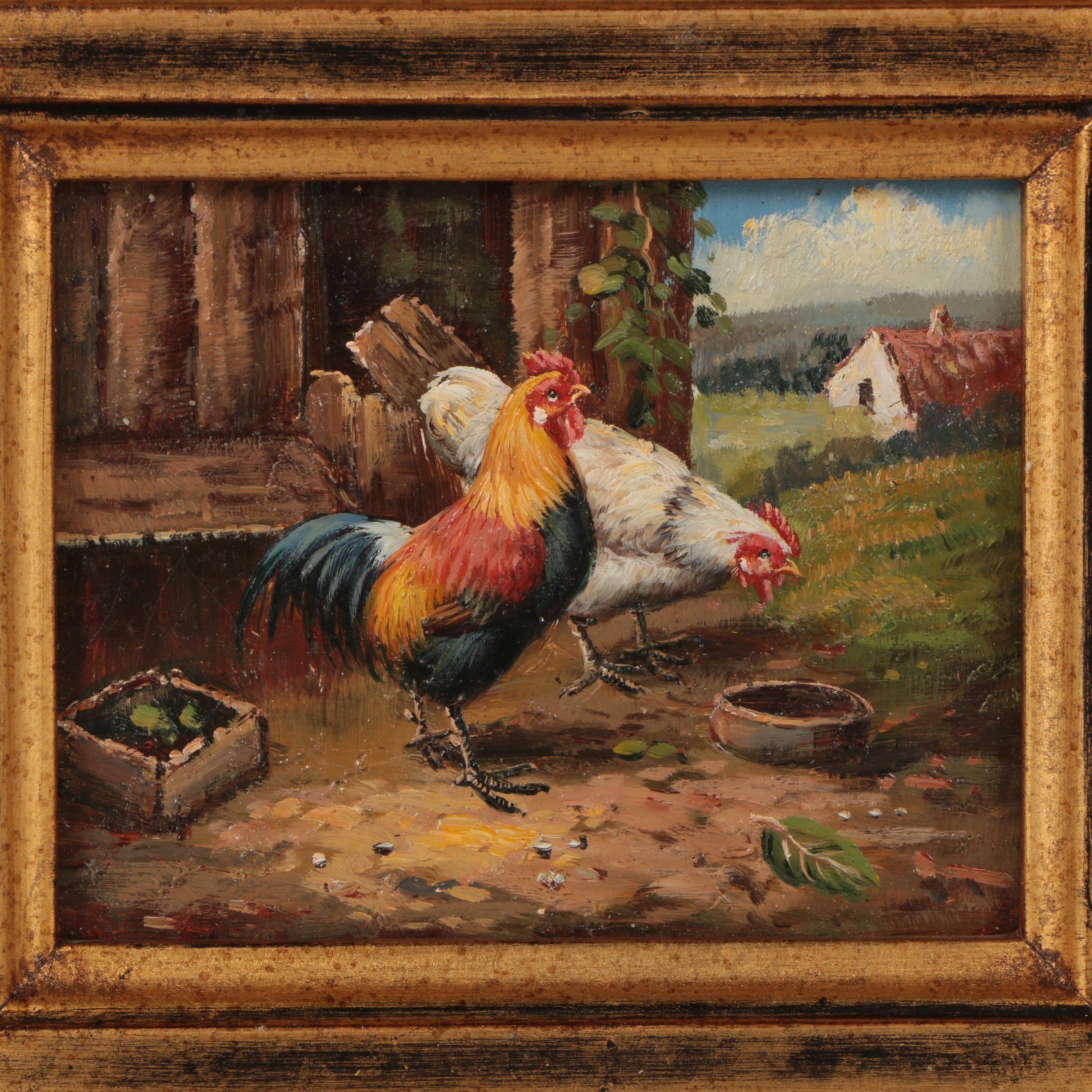 Oil Paintings of Chickens and Roosters