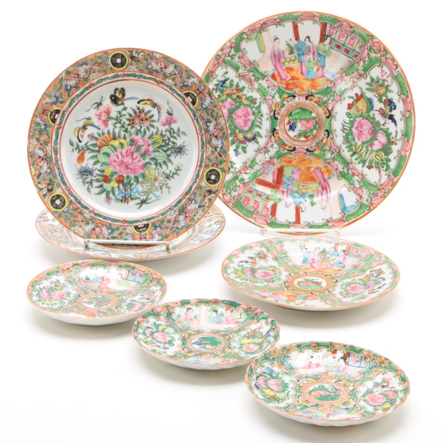 Chinese "Rose Medallion" Porcelain Plates