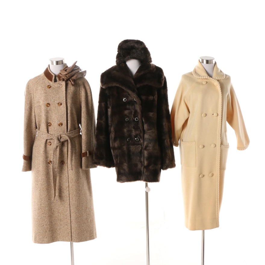 Women's Vintage Wool and Faux Fur Double-Breasted Coats including Bromleigh