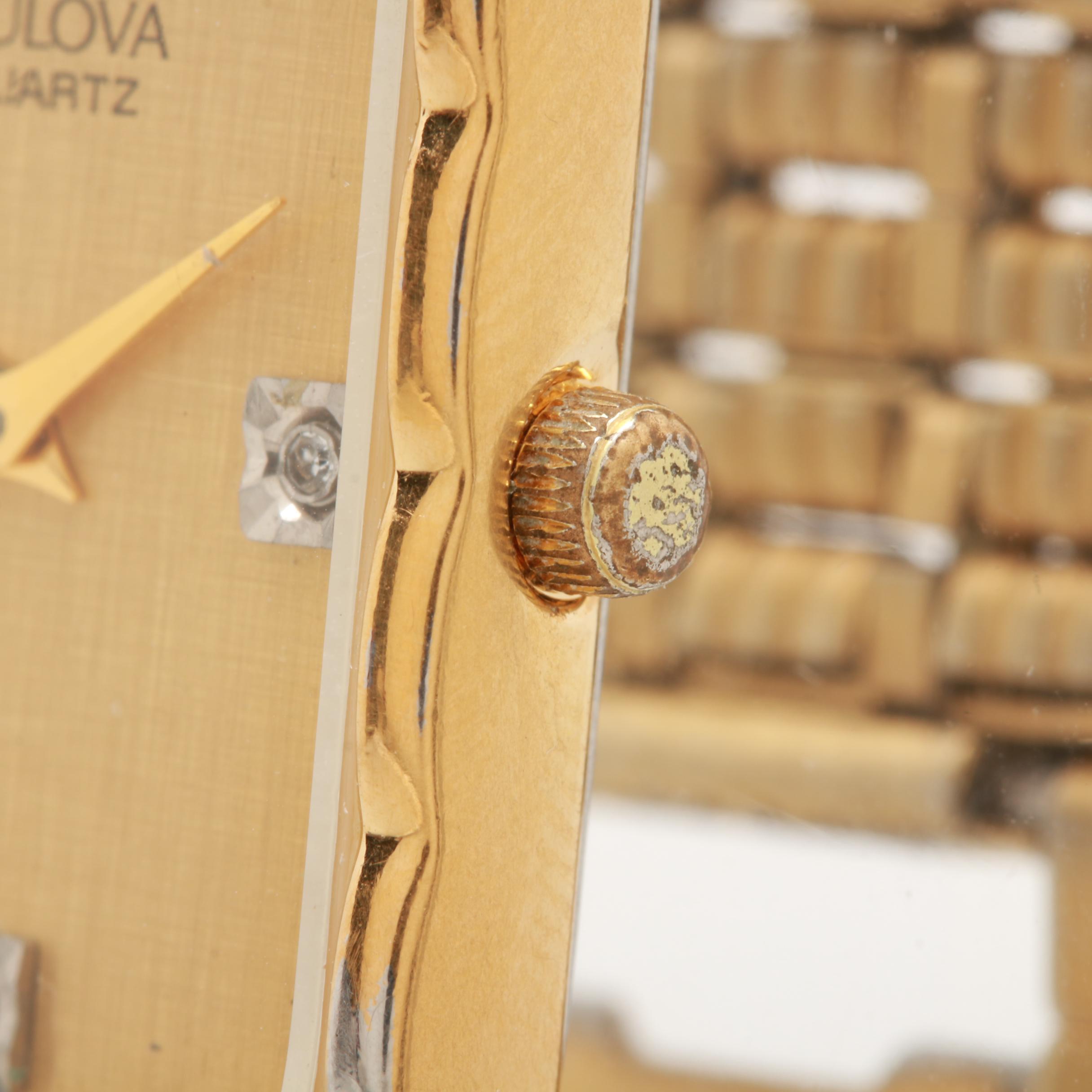 Bulova Quartz Gold Tone Watch with Diamonds