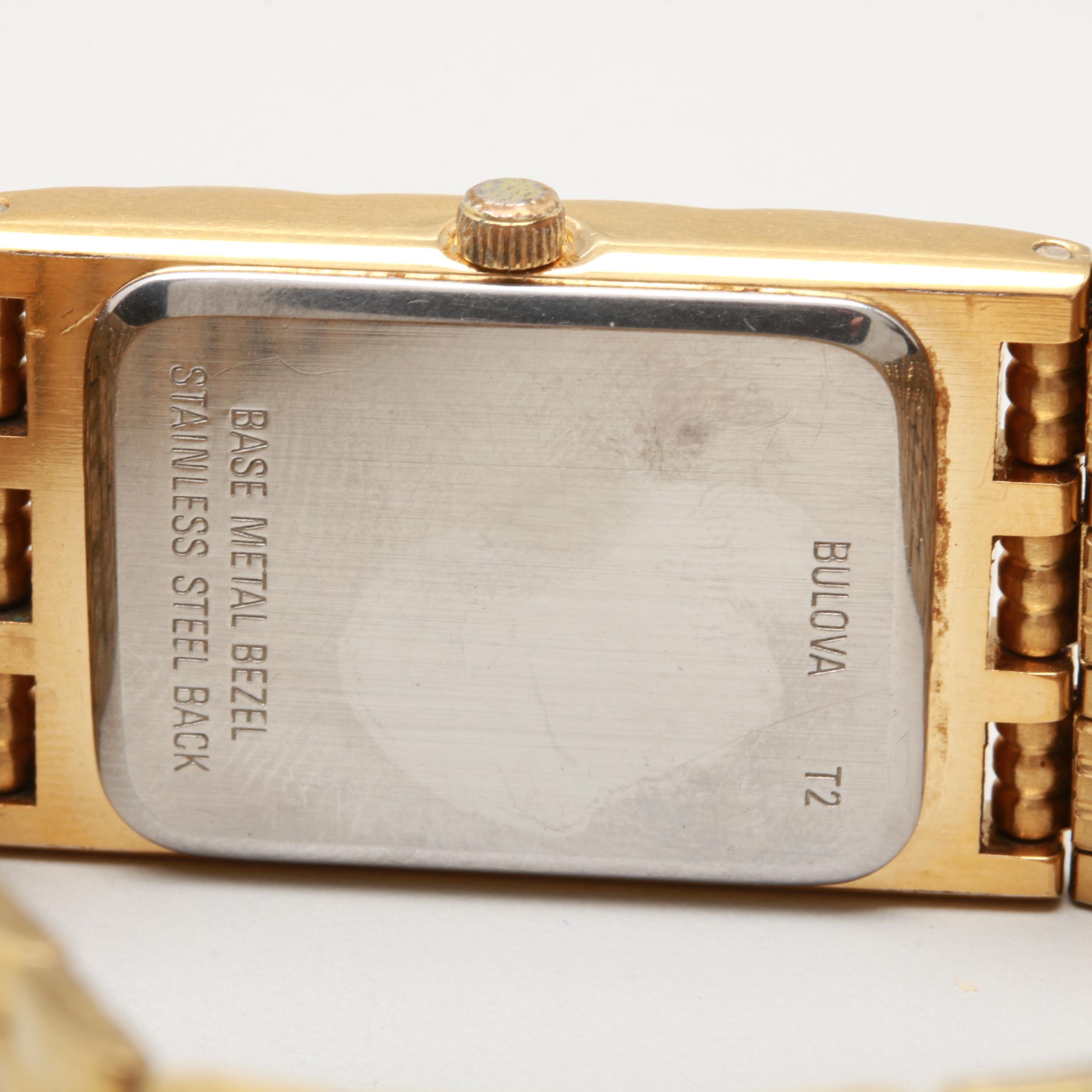 Bulova Quartz Gold Tone Watch with Diamonds