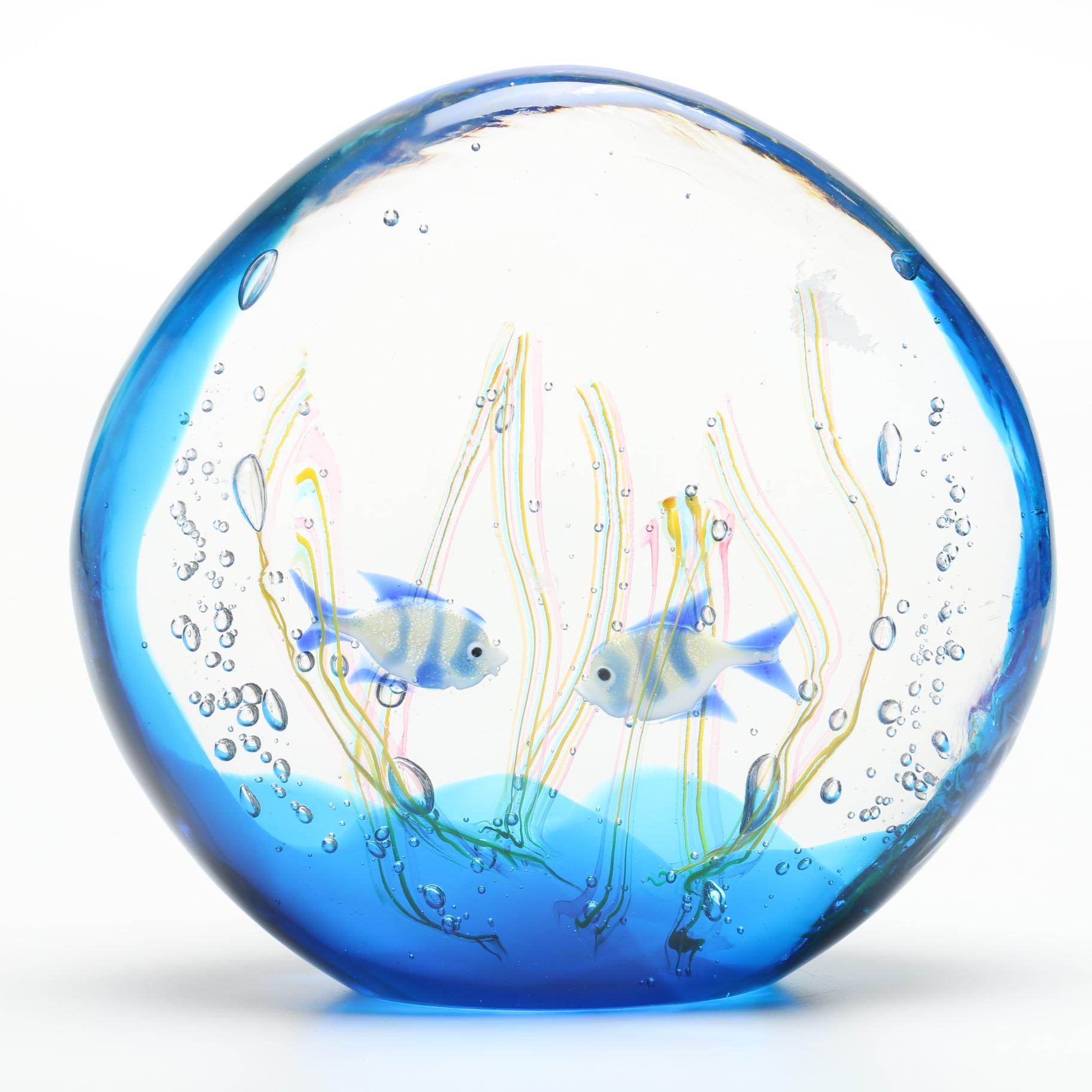 Signed Elio Raffaeli Murano Art Glass Aquarium Sculpture