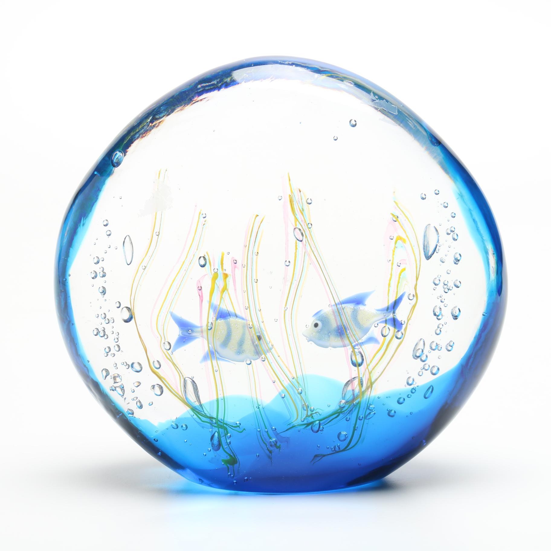 Signed Elio Raffaeli Murano Art Glass Aquarium Sculpture