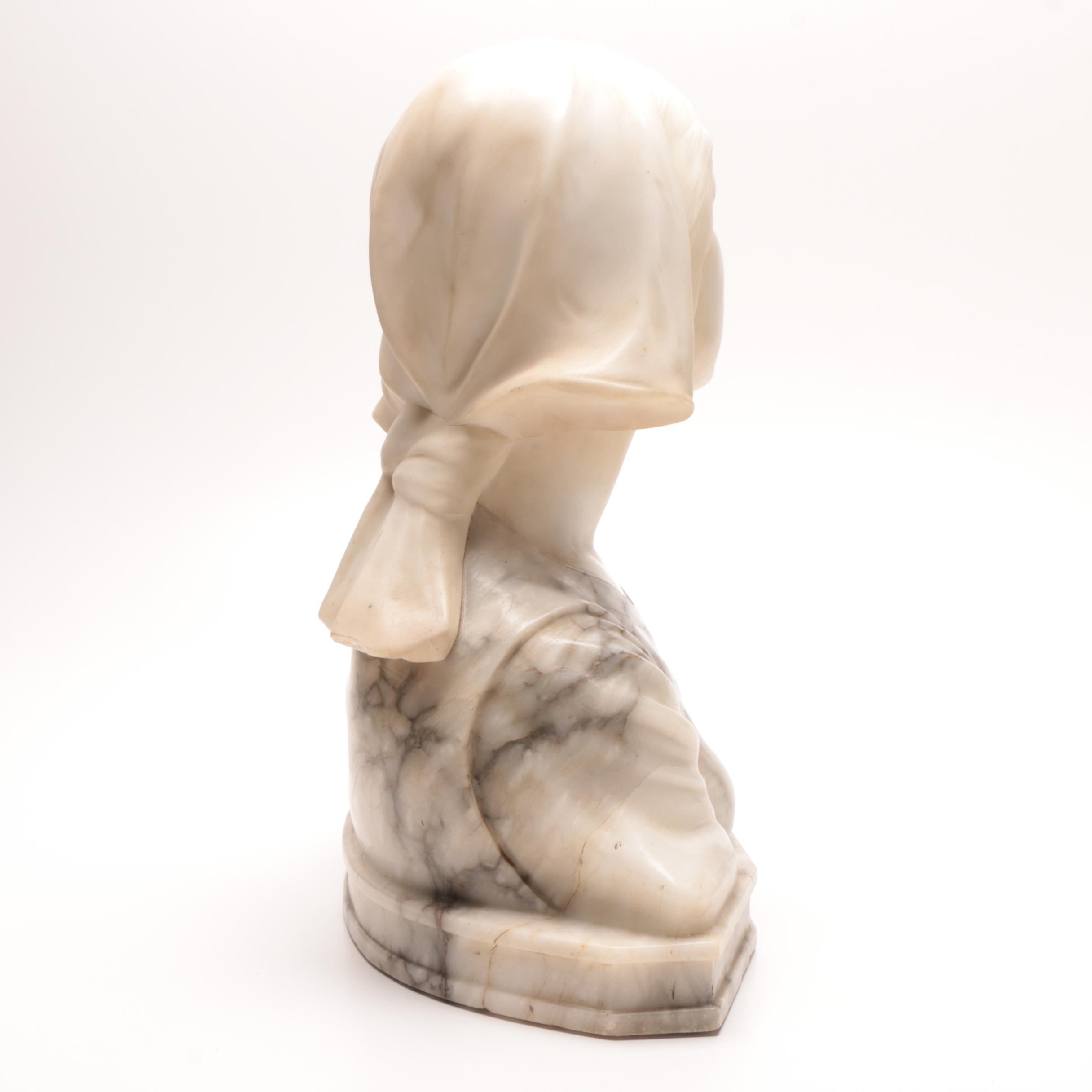 Guglielmo Pugi Alabaster Sculpture "A Bust of Jeanne d'Arc"