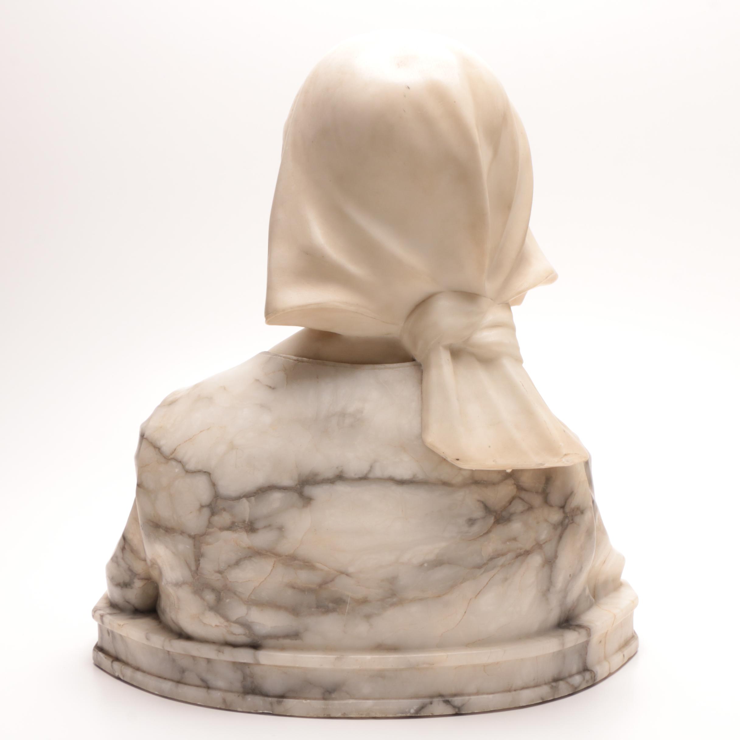 Guglielmo Pugi Alabaster Sculpture "A Bust of Jeanne d'Arc"