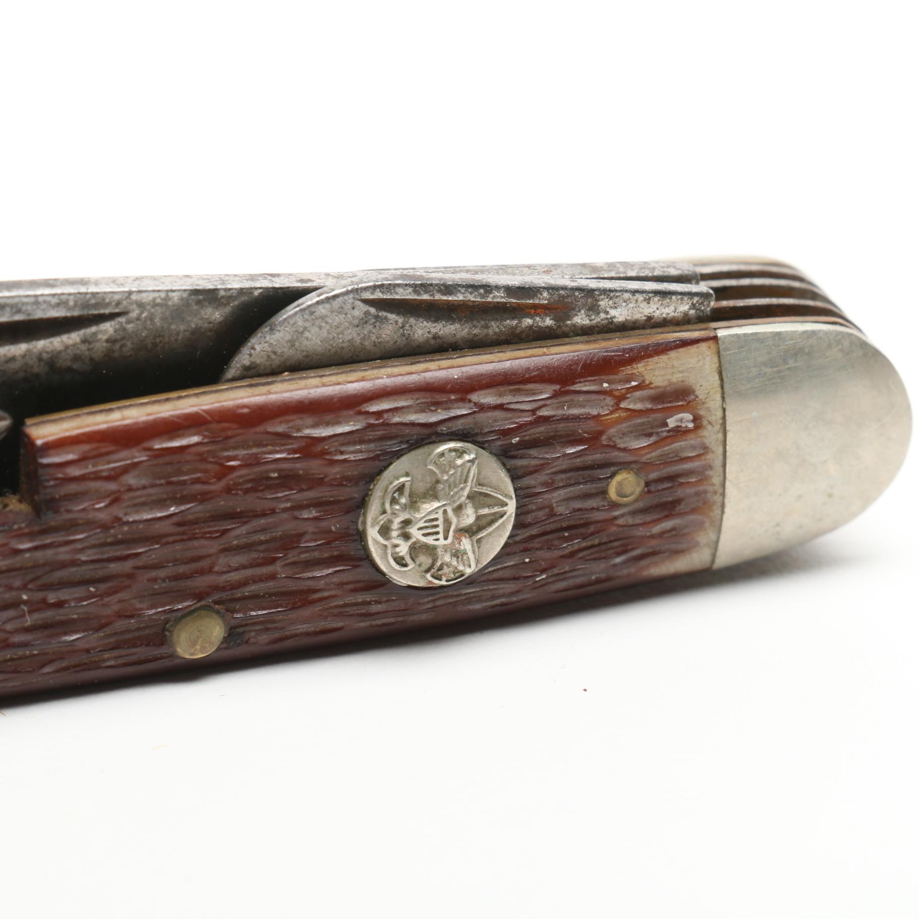 1940s-1950s Boy Scouts Pocket Knife and Felt Banner