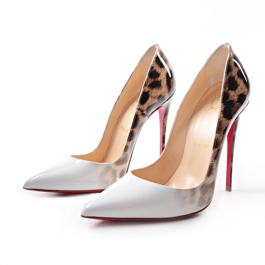 Patent Leather Leopard Heels With Red Bottoms Christian Louboutin
