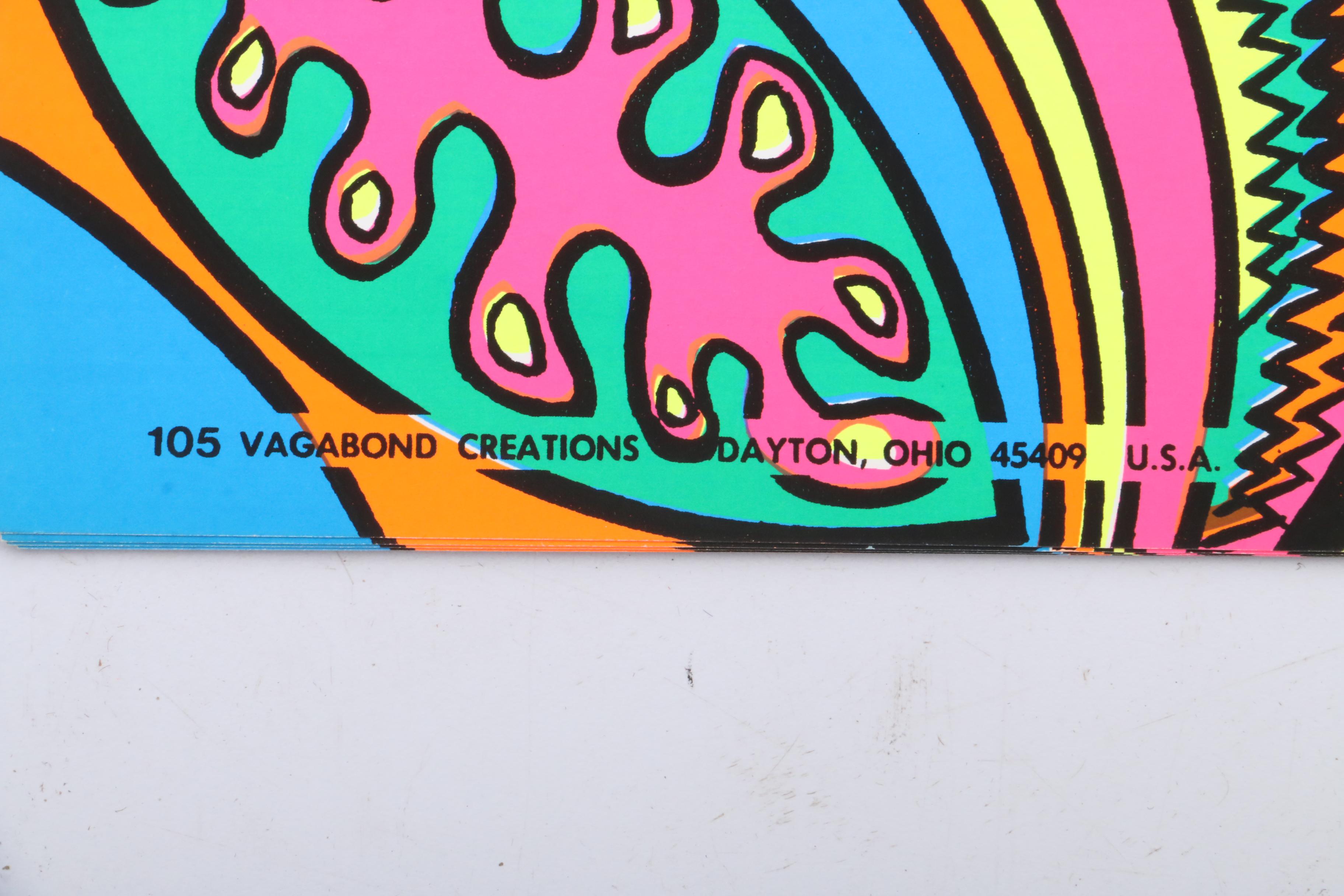 Psychedelic 1970s Vagabond Creations Blacklight Posters