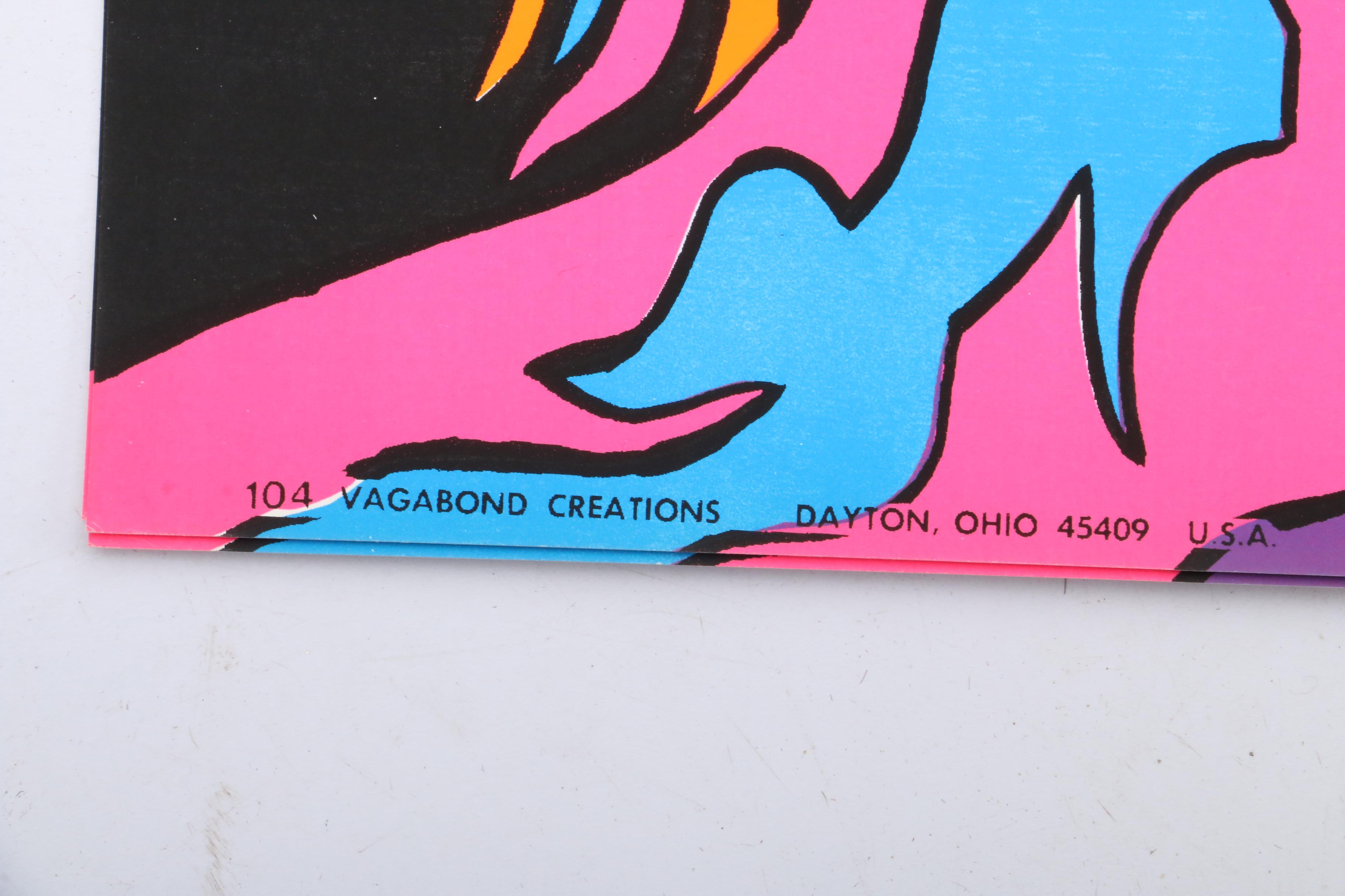 Psychedelic 1970s Vagabond Creations Blacklight Posters