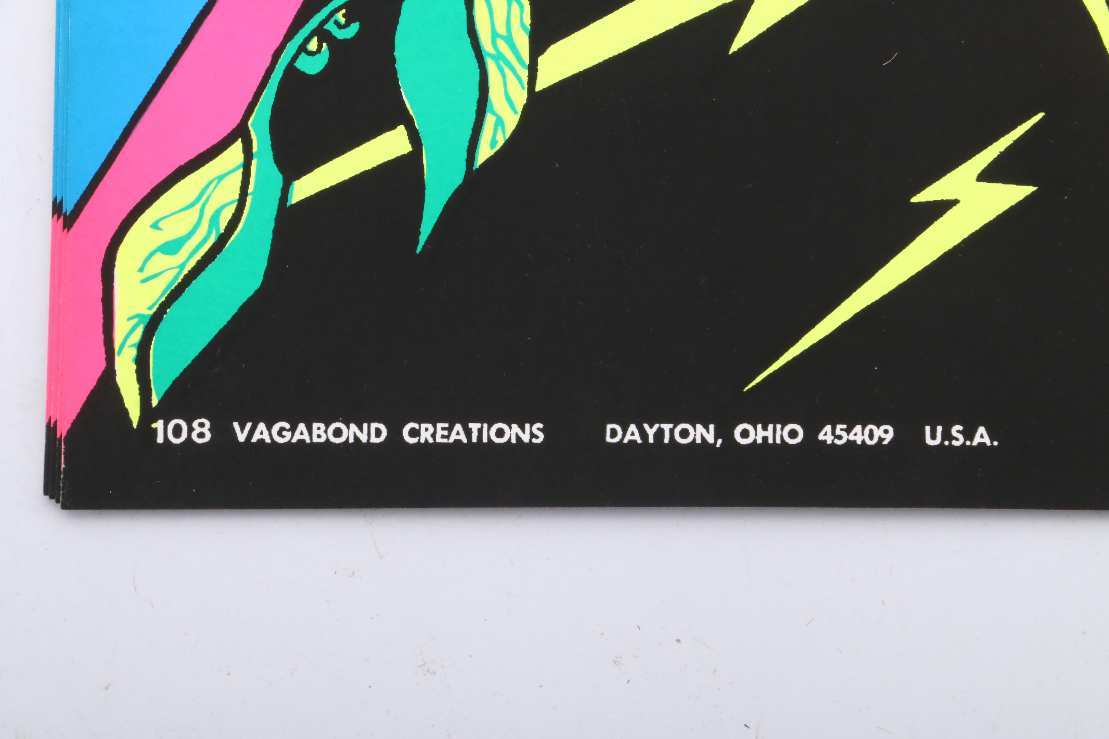 Psychedelic 1970s Vagabond Creations Blacklight Posters