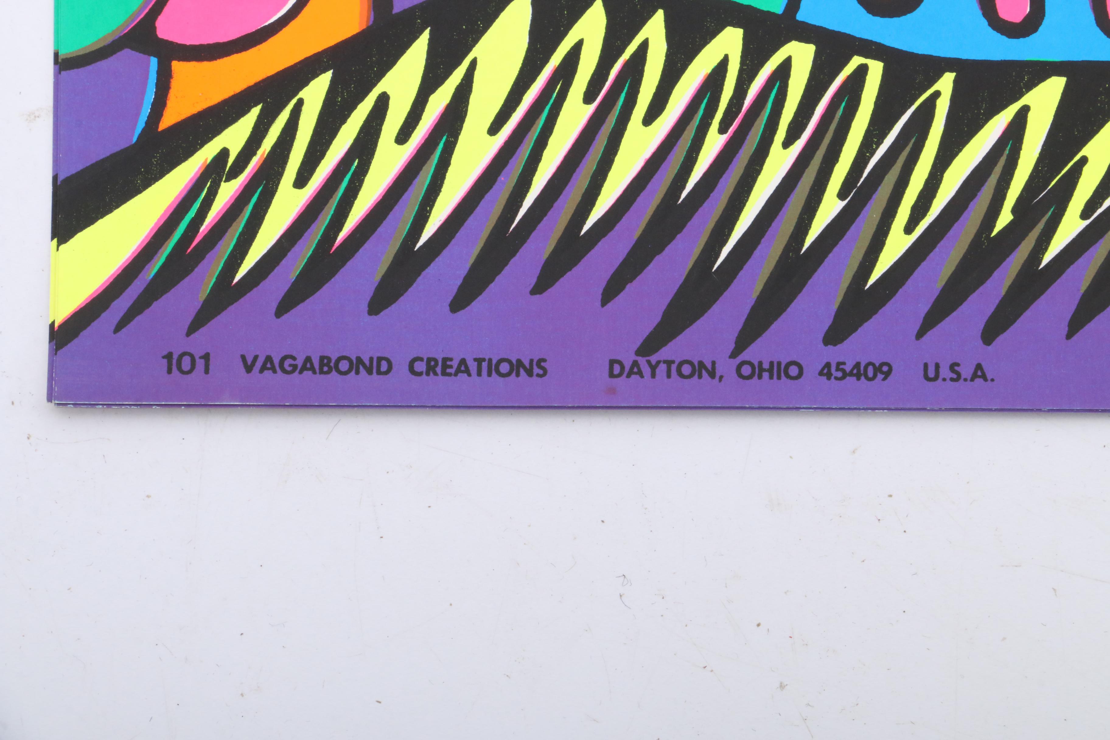 Psychedelic 1970s Vagabond Creations Blacklight Posters