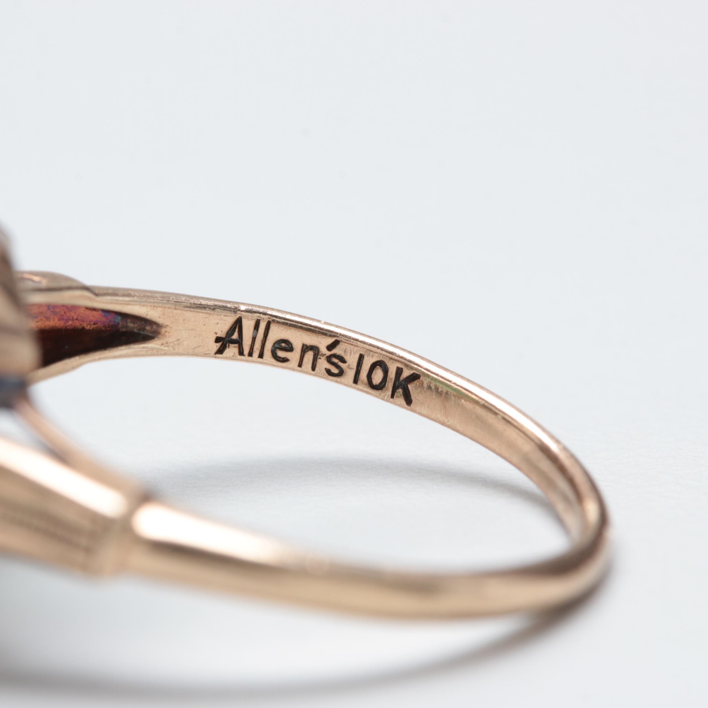 Vintage 10K Yellow Gold 2.62 CT Emerald and Diamond Ring