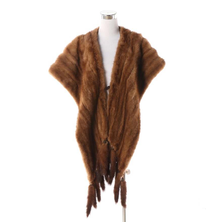 Vintage Marten Fur Stole with Tails