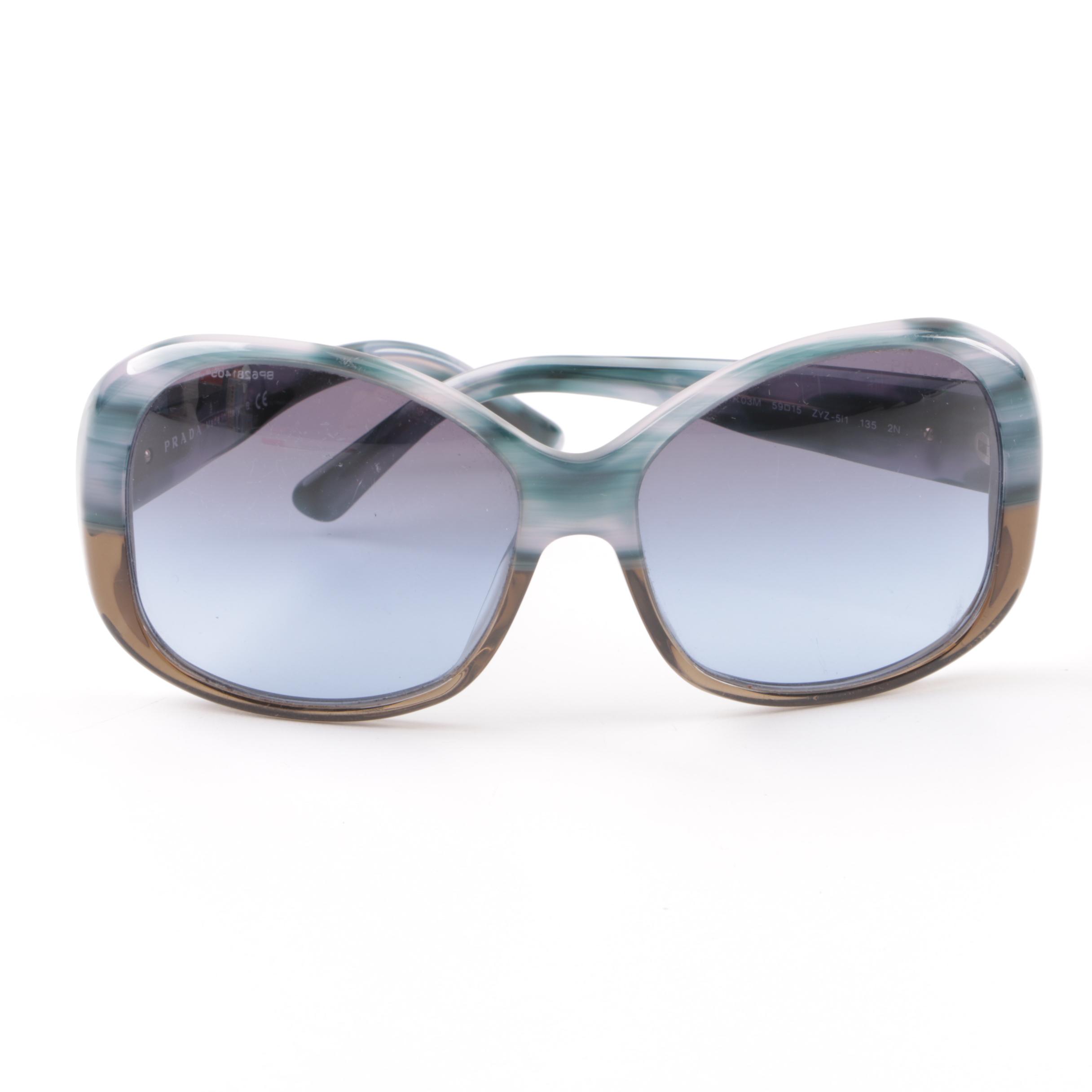 Prada SPR 03M Blue and Brown Marbled Frame Sunglasses