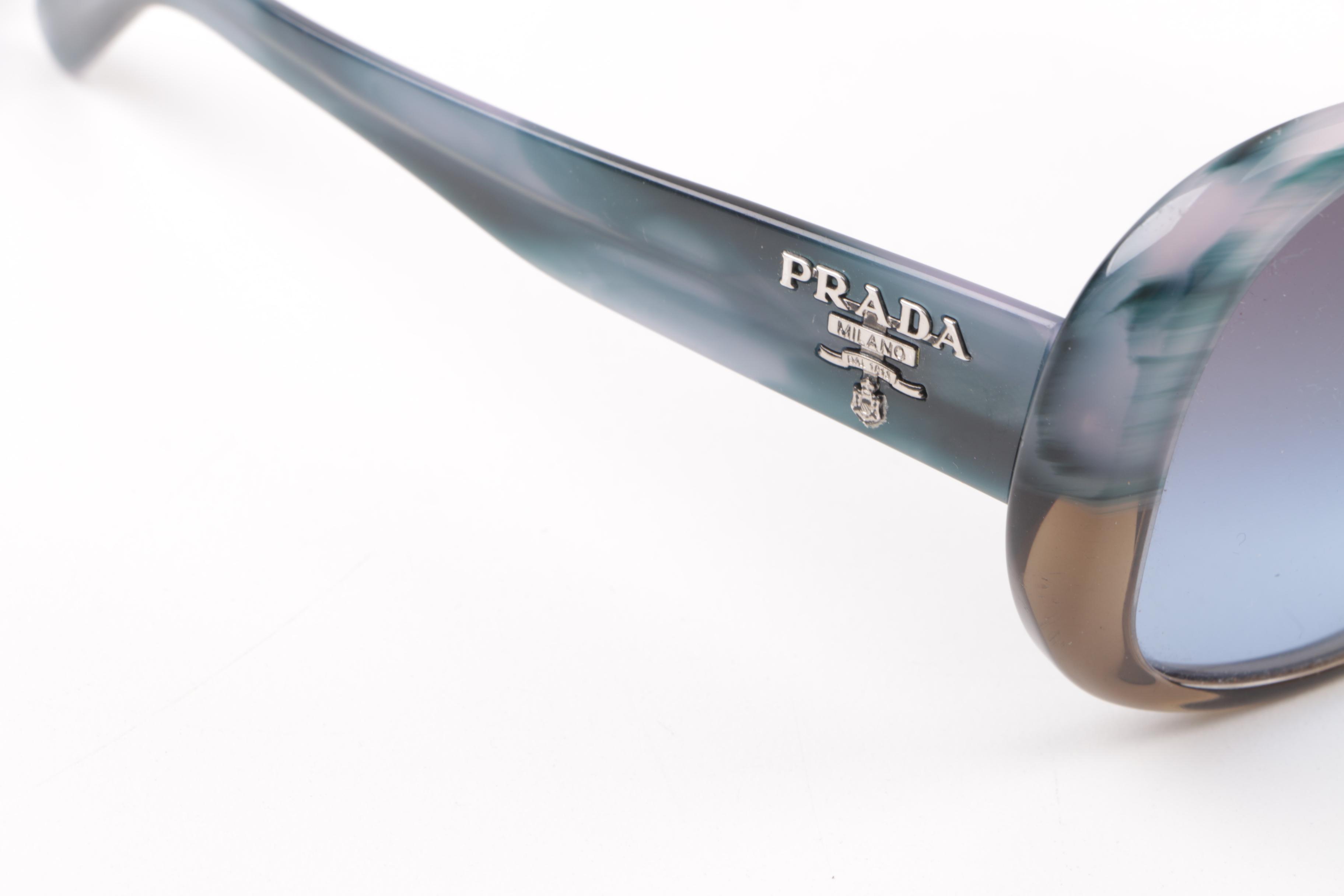 Prada SPR 03M Blue and Brown Marbled Frame Sunglasses