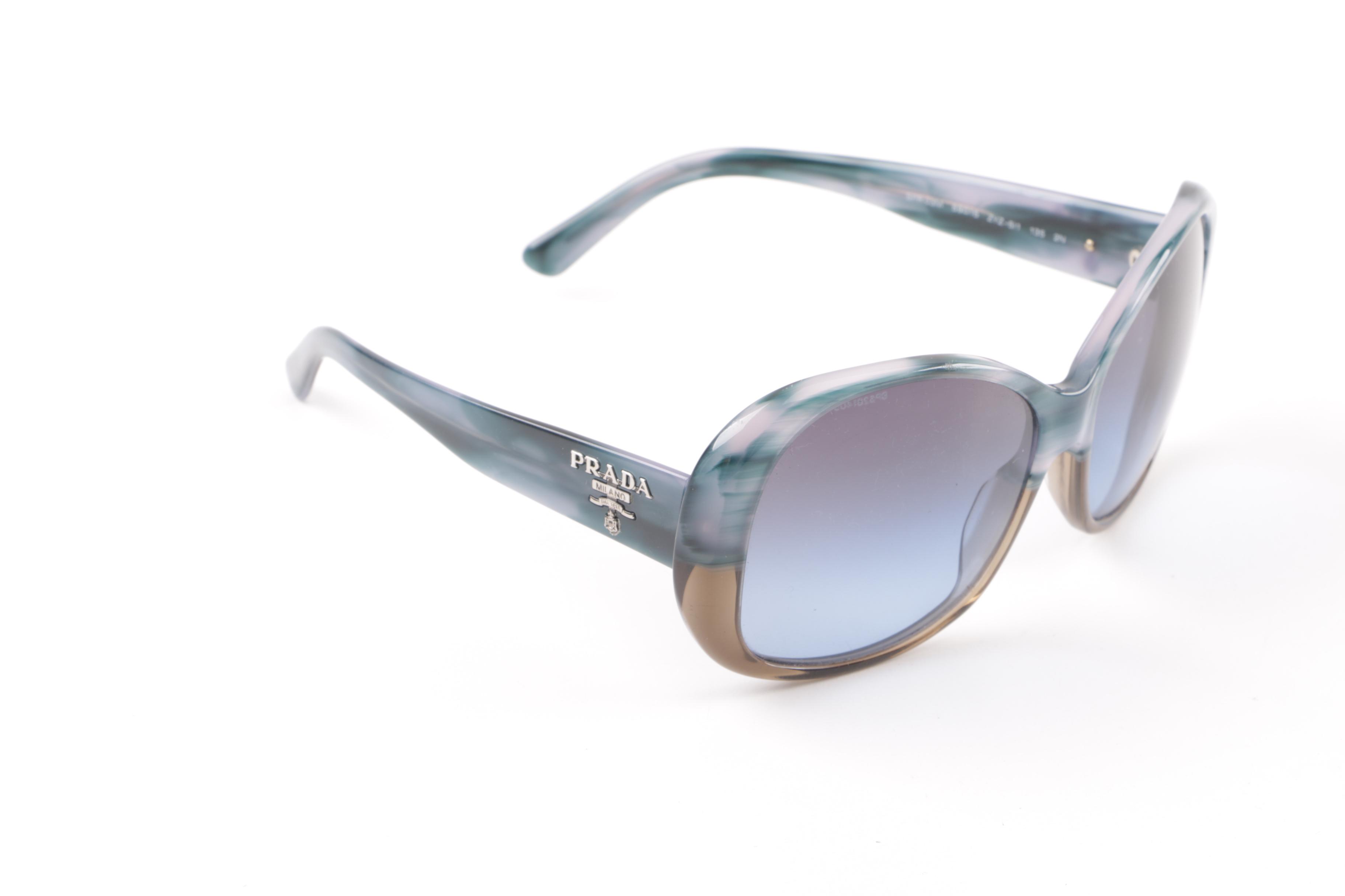 Prada SPR 03M Blue and Brown Marbled Frame Sunglasses