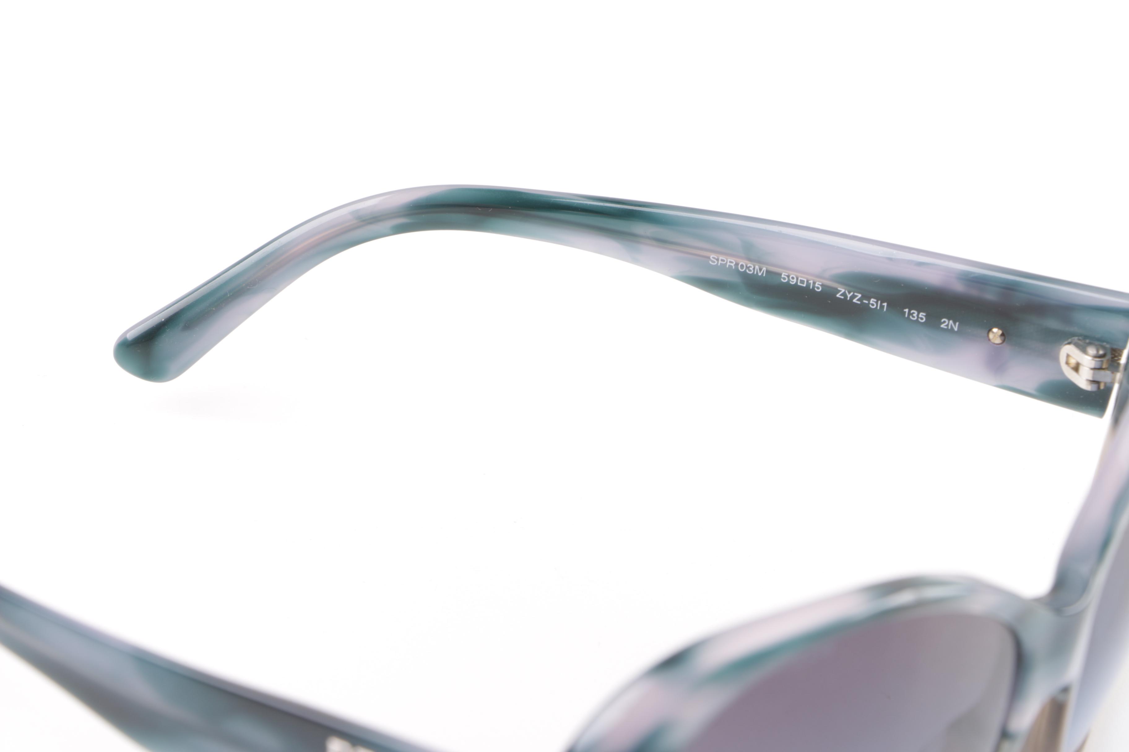 Prada SPR 03M Blue and Brown Marbled Frame Sunglasses