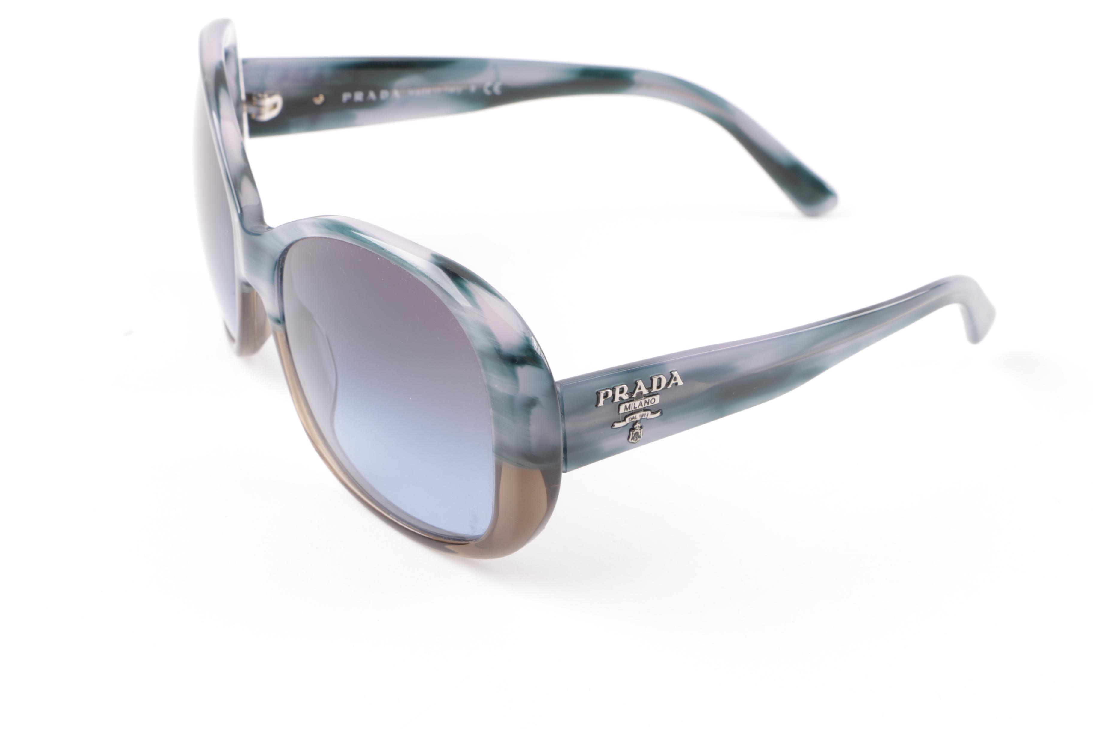 Prada SPR 03M Blue and Brown Marbled Frame Sunglasses