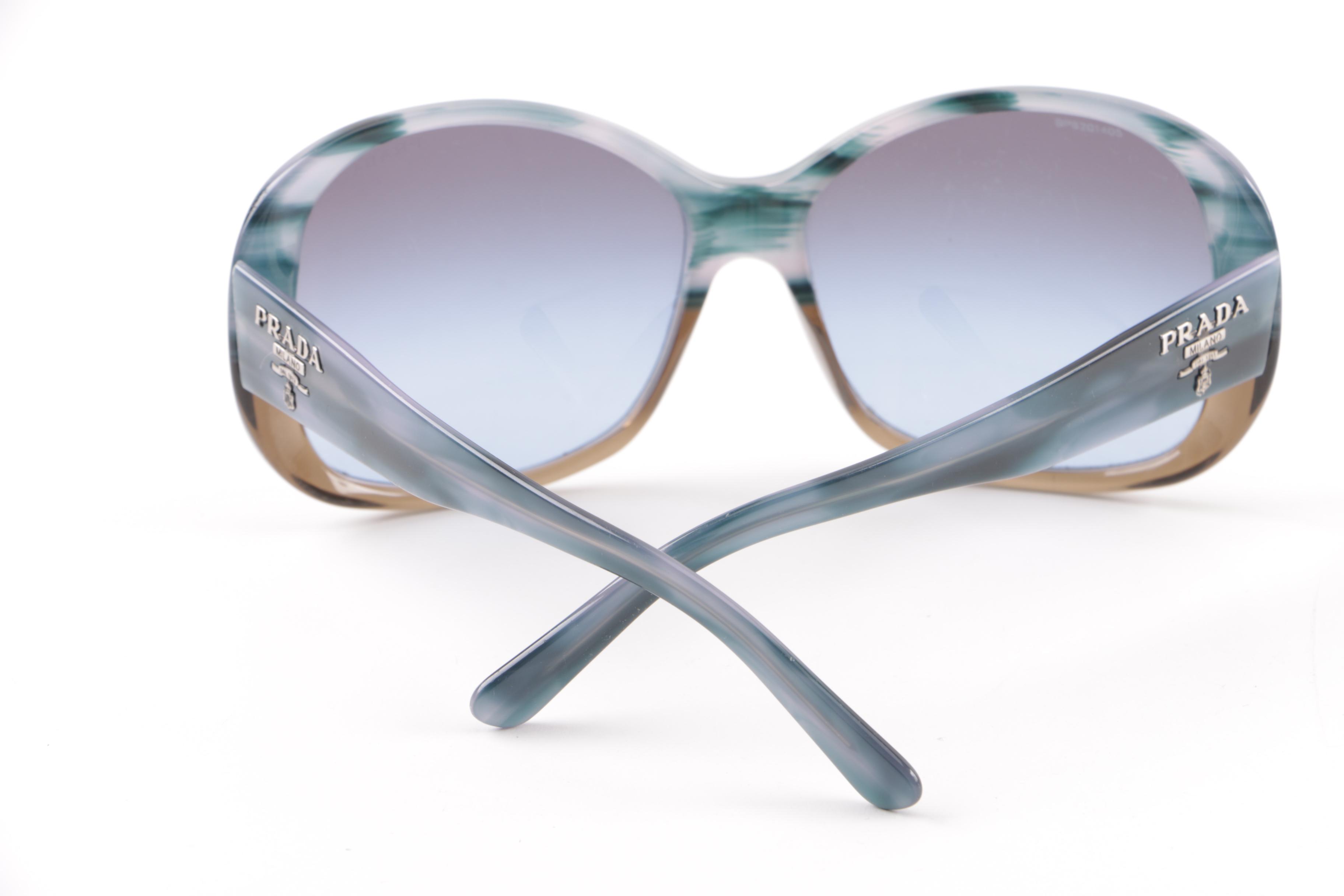 Prada SPR 03M Blue and Brown Marbled Frame Sunglasses