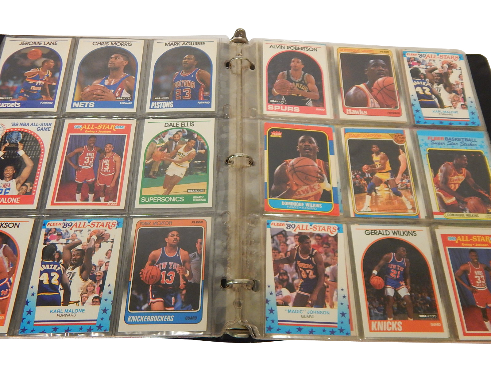 Album with 63 Basketball Star Cards from 1980s - Wilkins Rookie, Bird, Barkley