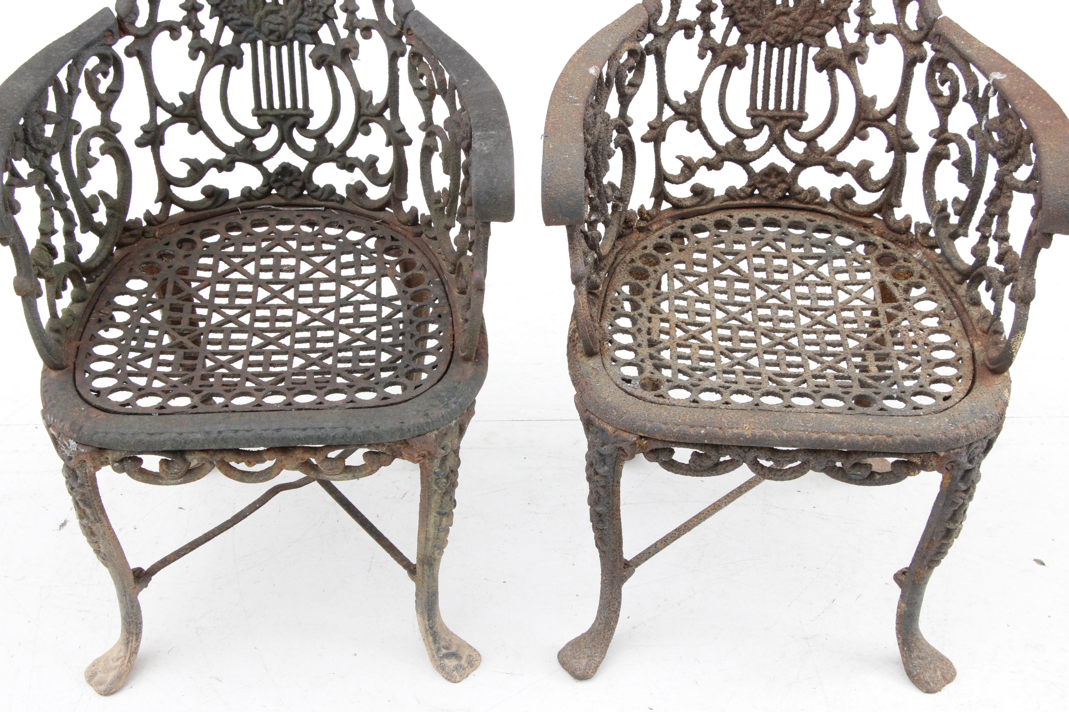 Victorian Cast Iron Garden Chairs, 19th Century