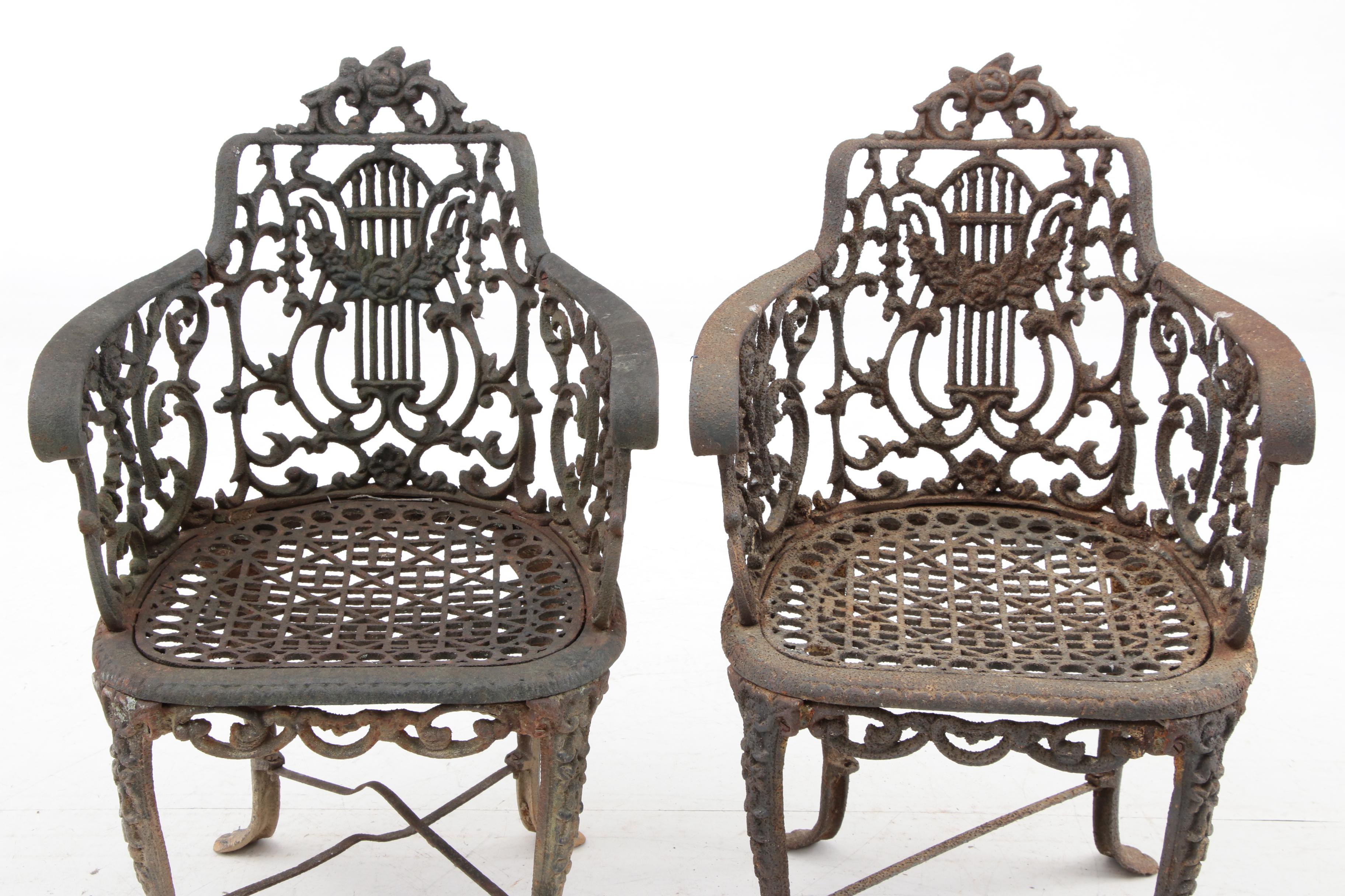 Victorian Cast Iron Garden Chairs, 19th Century