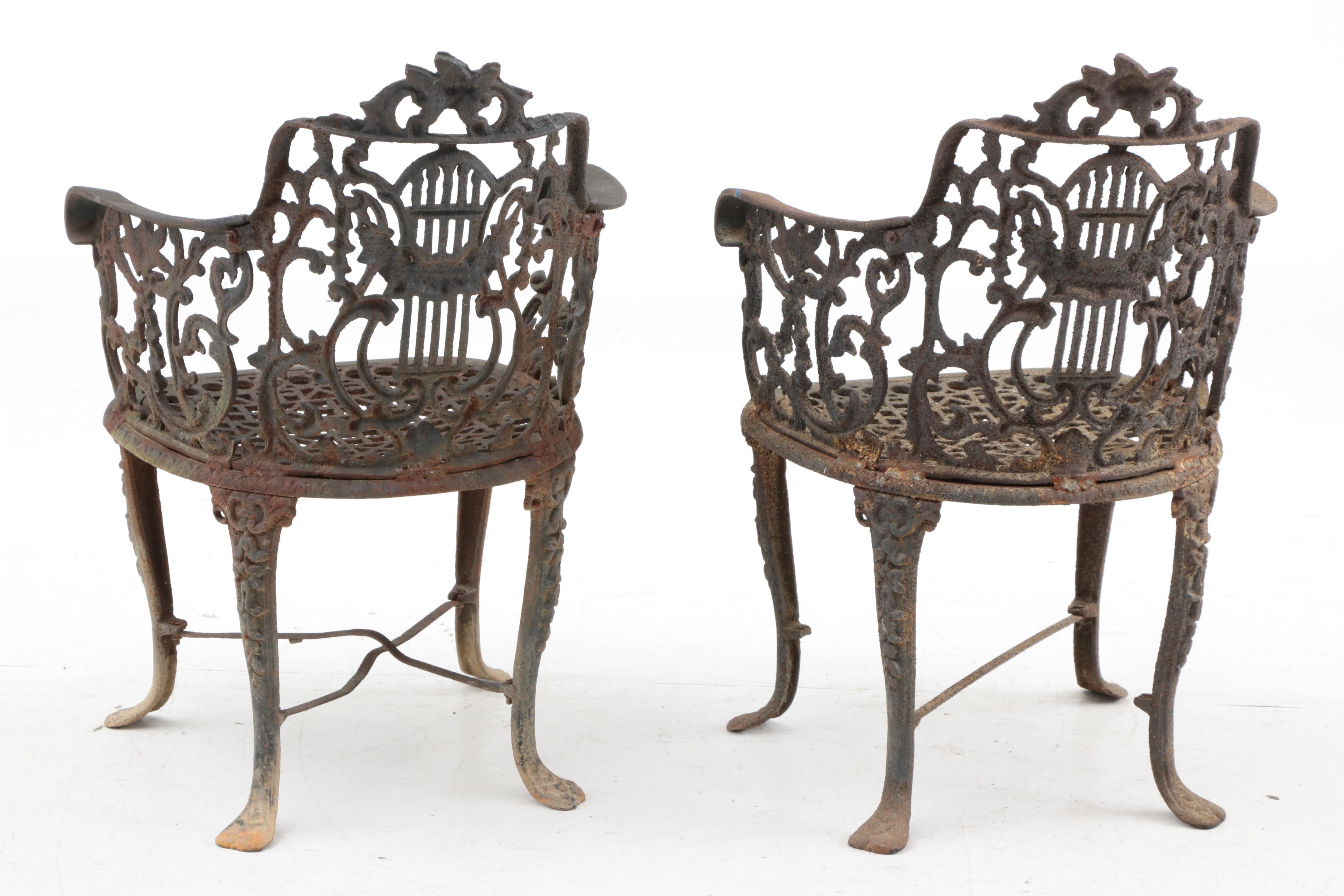 Victorian Cast Iron Garden Chairs, 19th Century