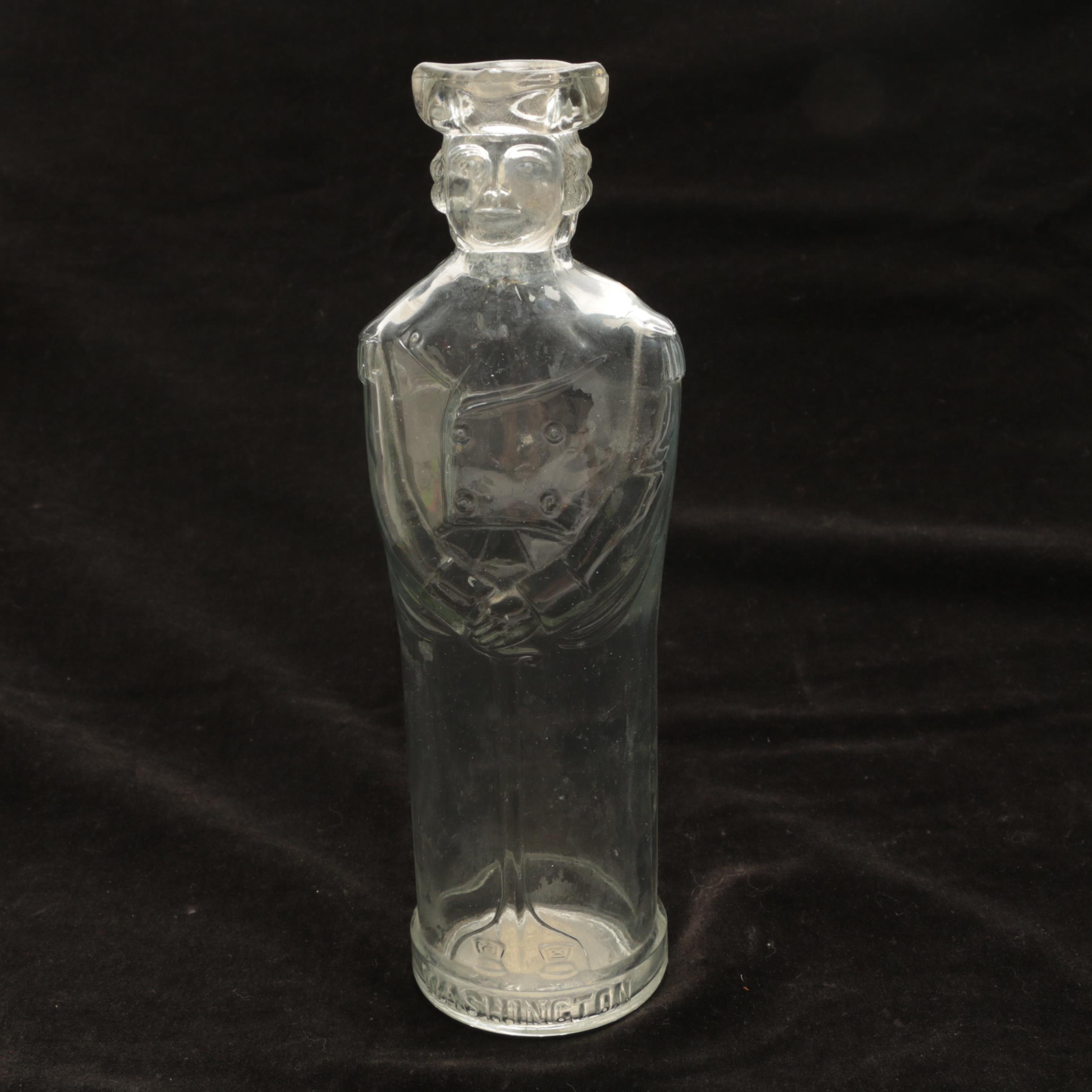 Six Antique and Vintage Glass Candy Containers Including George Washington