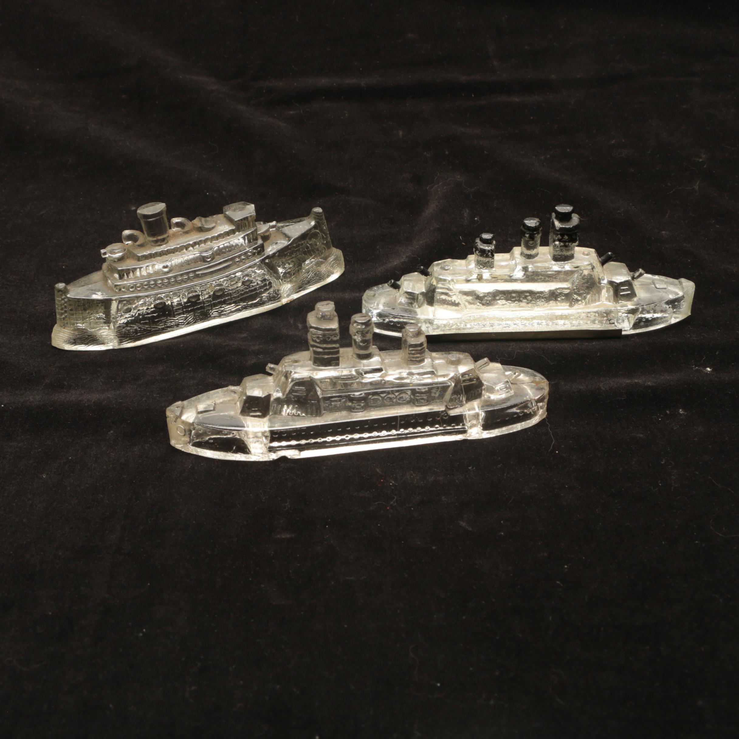 Six Antique and Vintage Glass Candy Containers Including George Washington