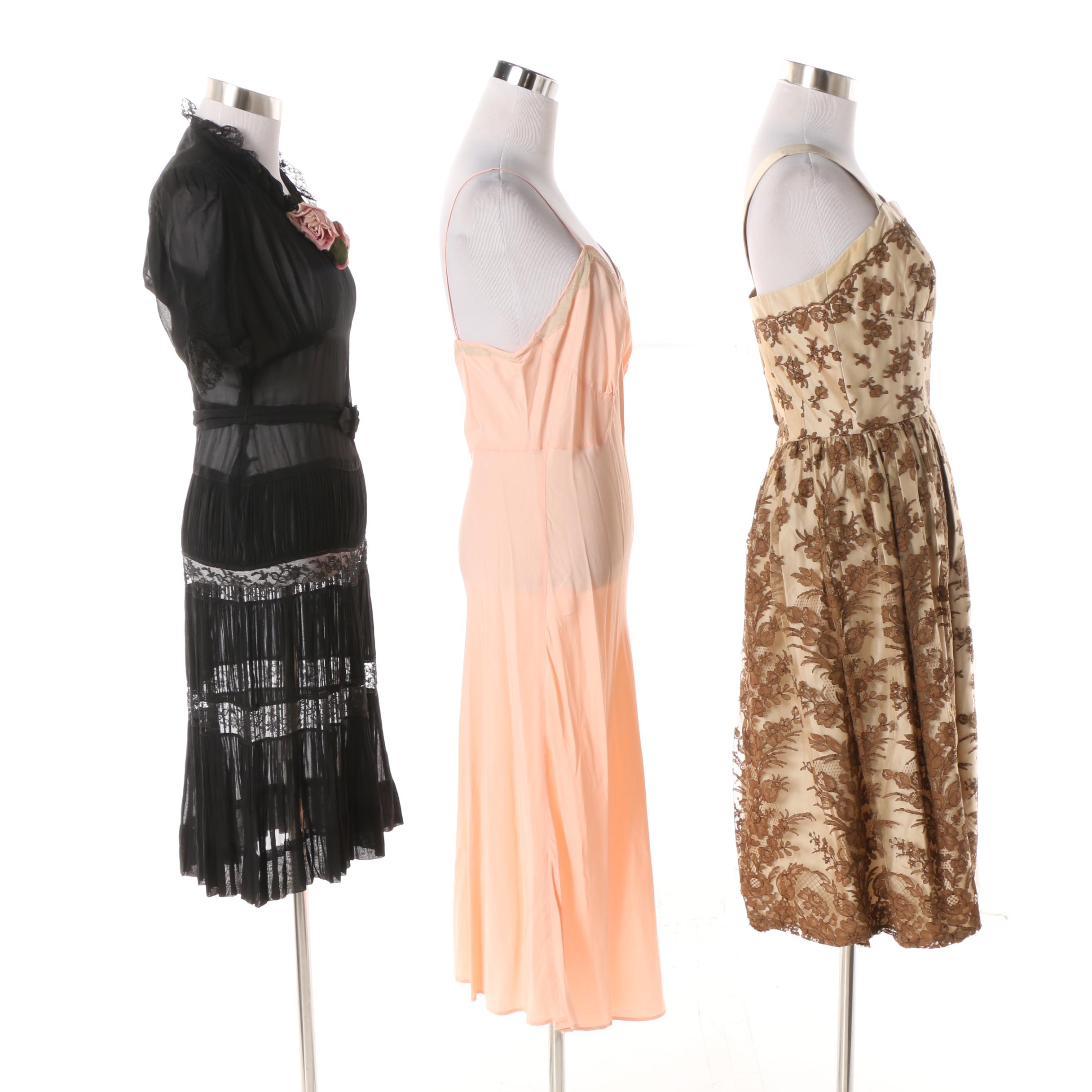 Women's Vintage Dresses and Barbizon Nightgown