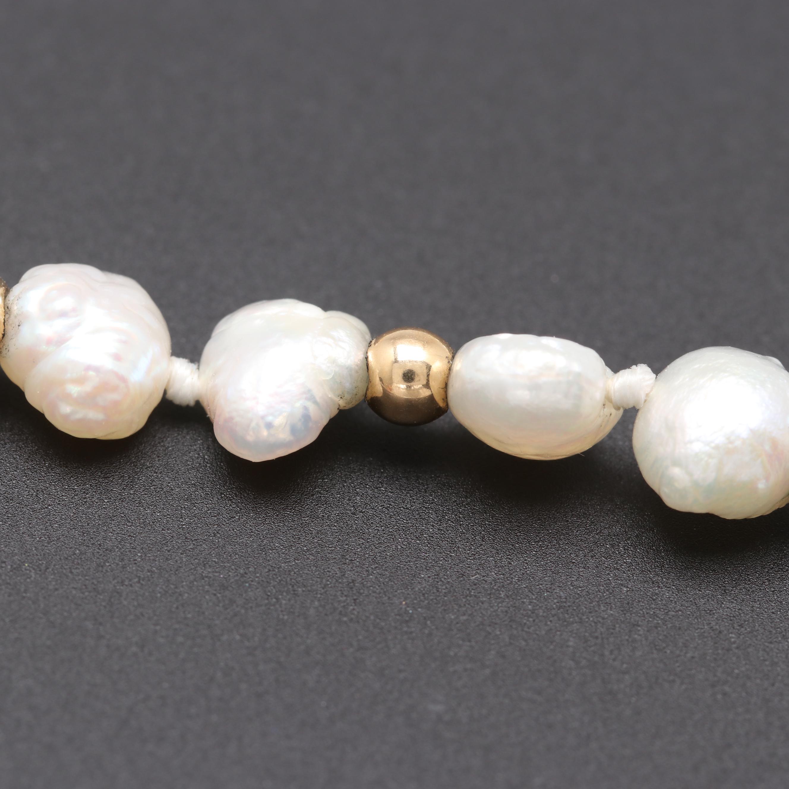14K Yellow Gold Cultured Pearl Bracelet