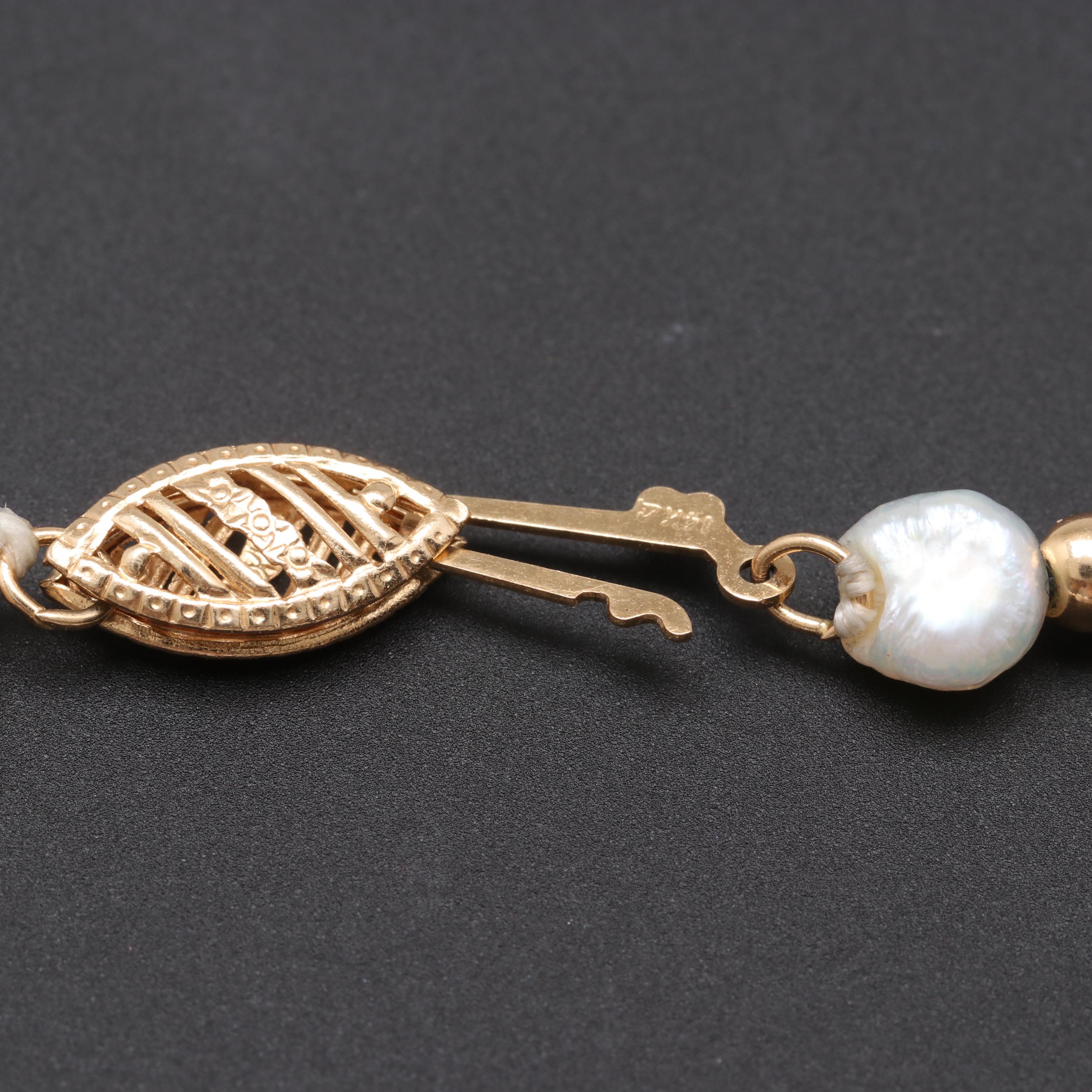 14K Yellow Gold Cultured Pearl Bracelet