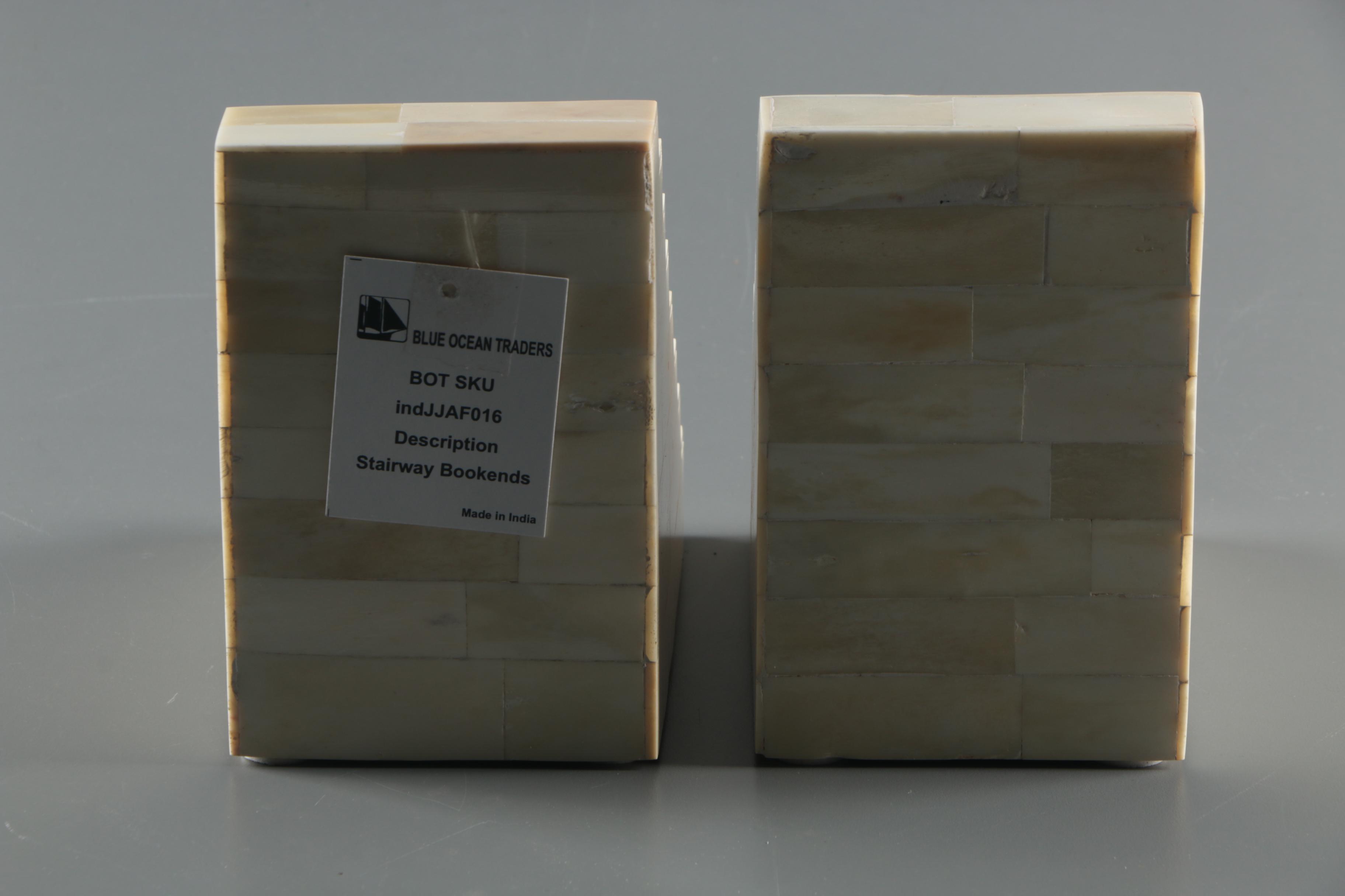 Indian Alabaster Veneer Stairway Bookends