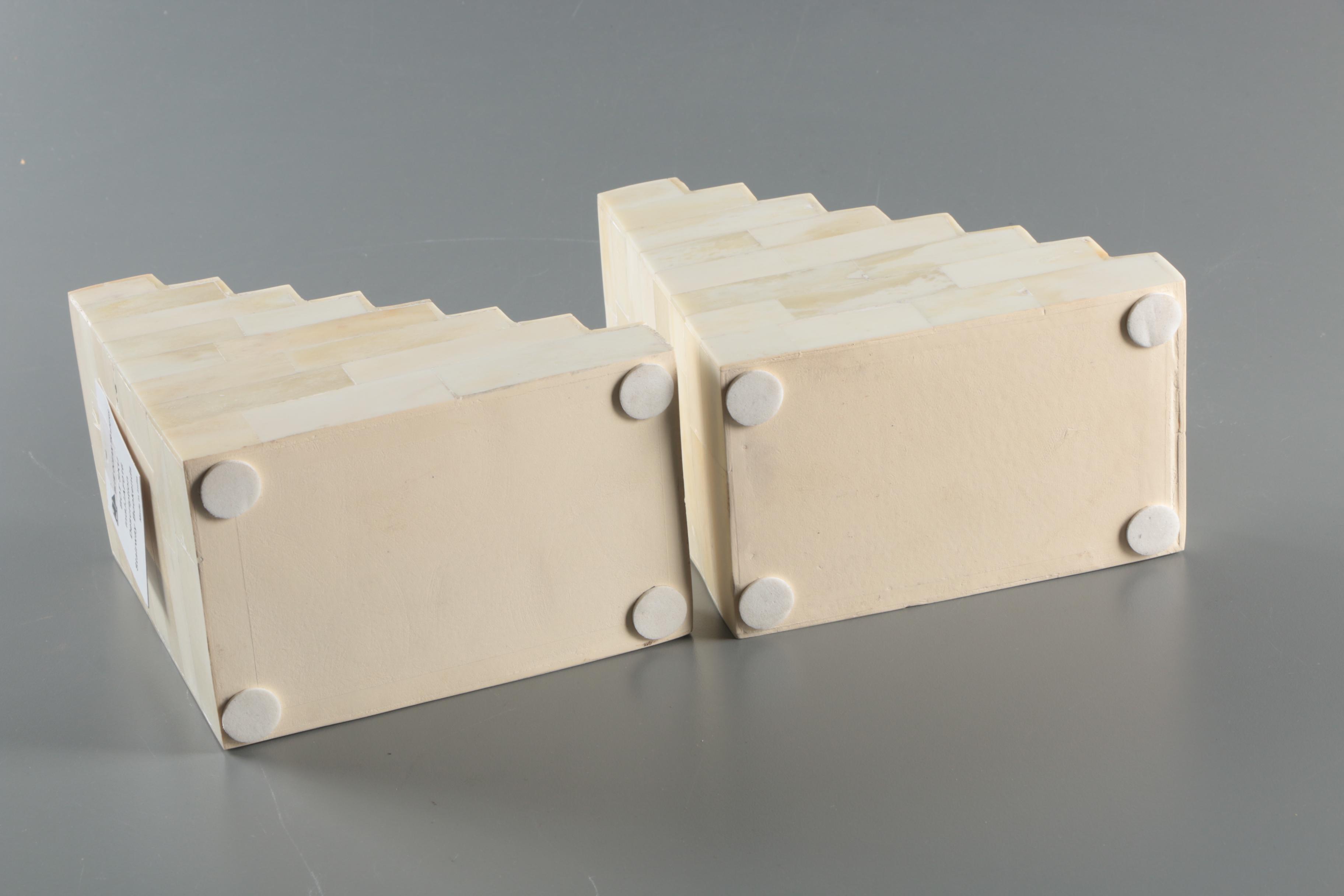 Indian Alabaster Veneer Stairway Bookends