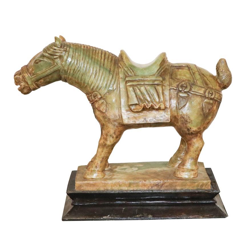 Chinese Style Carved Stone Horse Sculpture