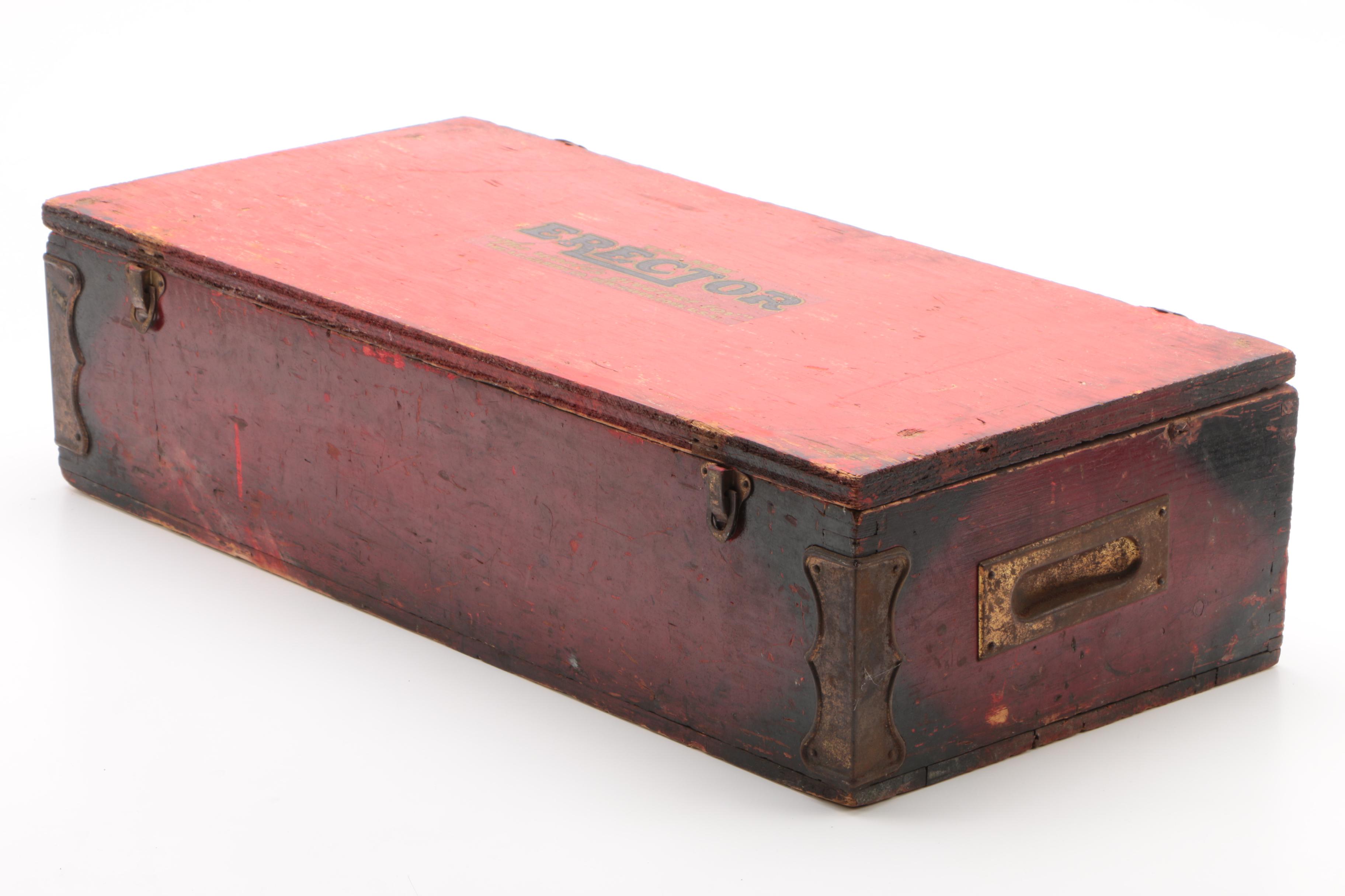 Vintage Gilbert Erector Set with Wooden Box