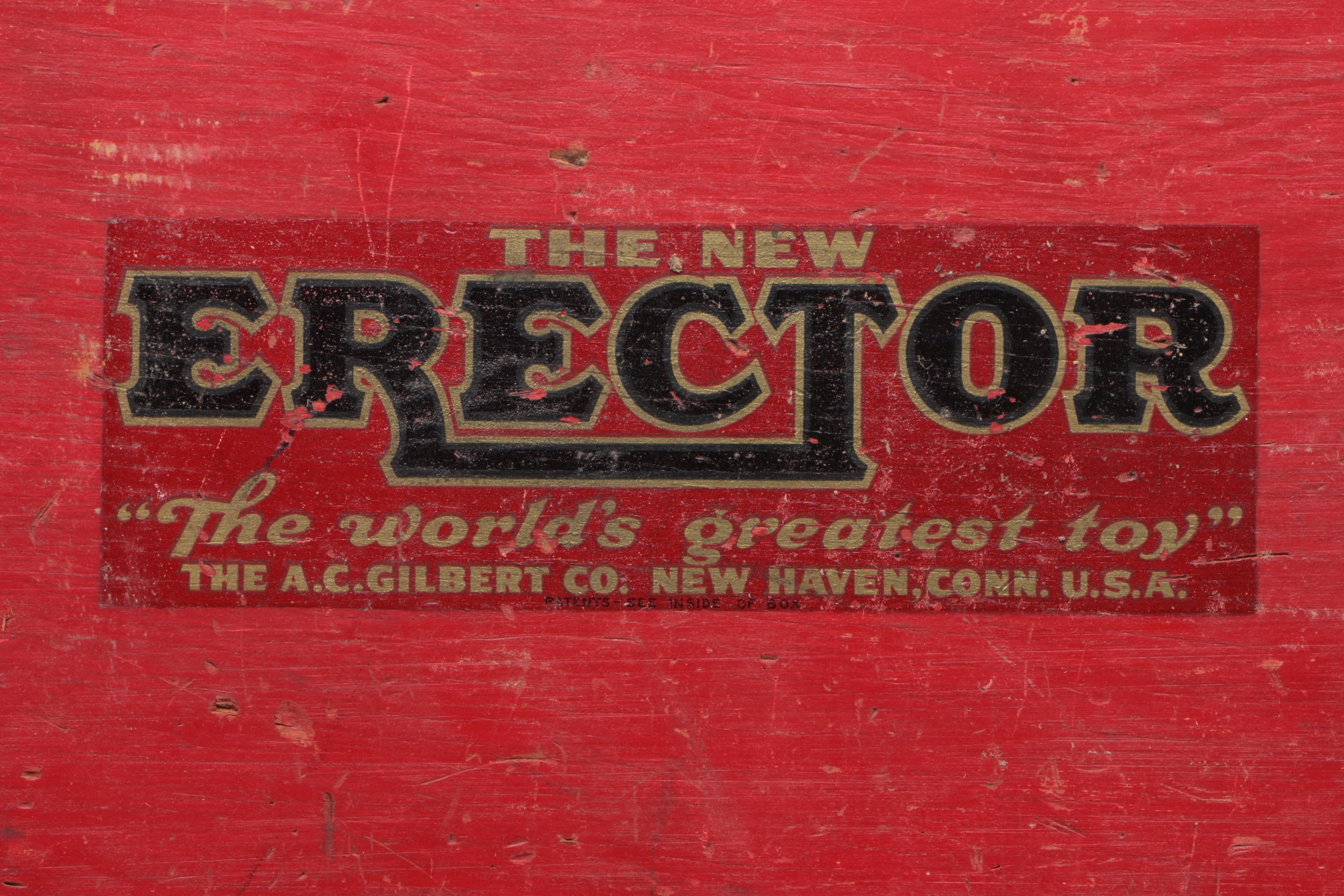 Vintage Gilbert Erector Set with Wooden Box