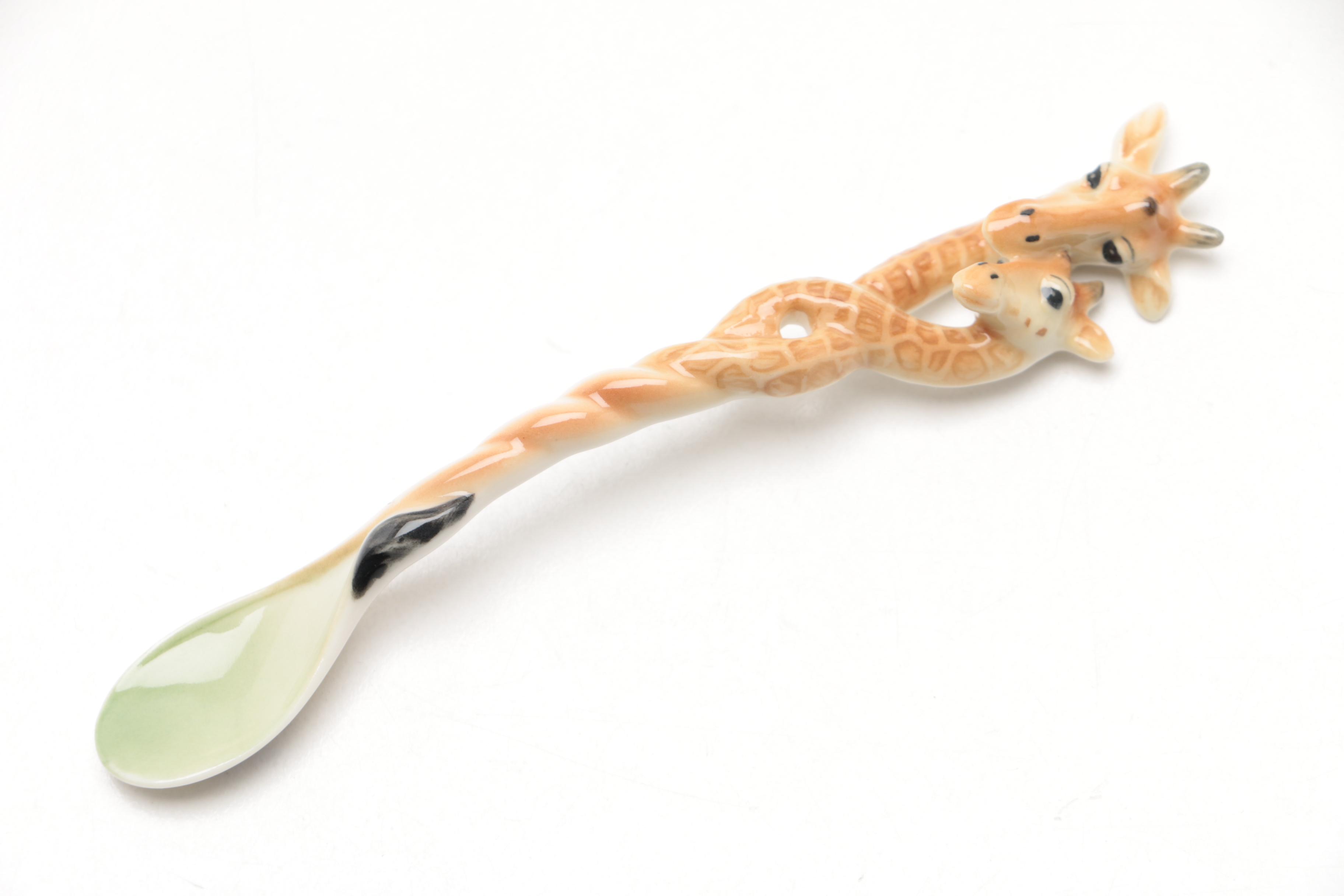 Franz "Giraffe" Porcelain Sculptured Cups And Saucers And Serving Pieces