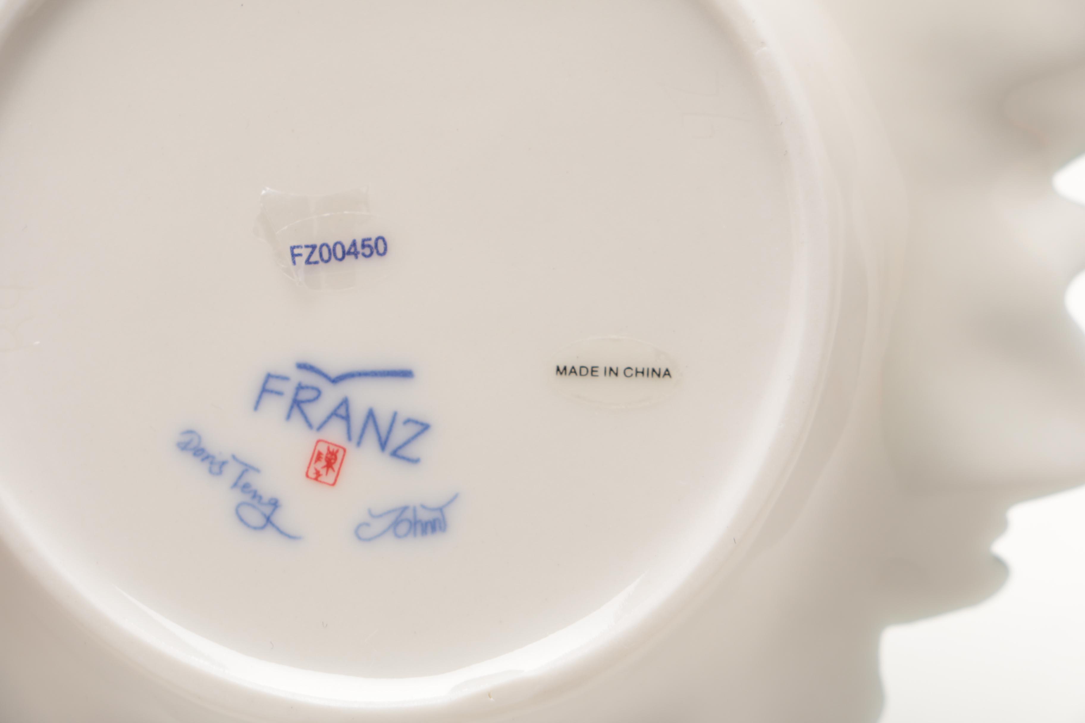 Franz "Giraffe" Porcelain Sculptured Cups And Saucers And Serving Pieces