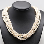 14K Yellow Gold Cultured Pearl Six Strand Necklace