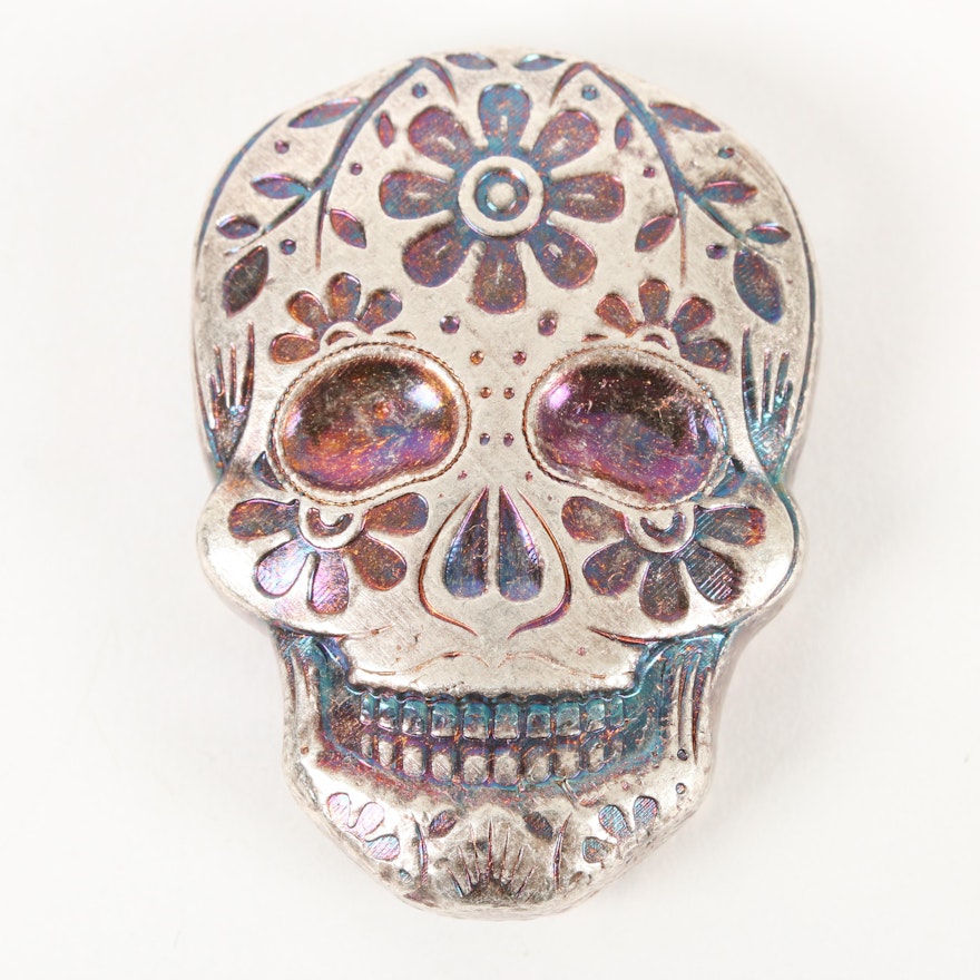 Two Troy Oz. .999 Silver Day of the Dead Skull