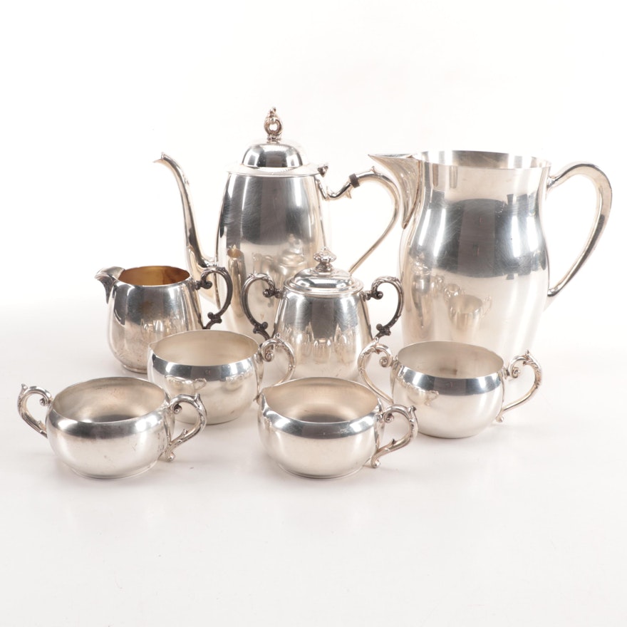 Silver Plate Creamer and Sugar Sets featuring Wm. Rogers with Bristol Pitcher