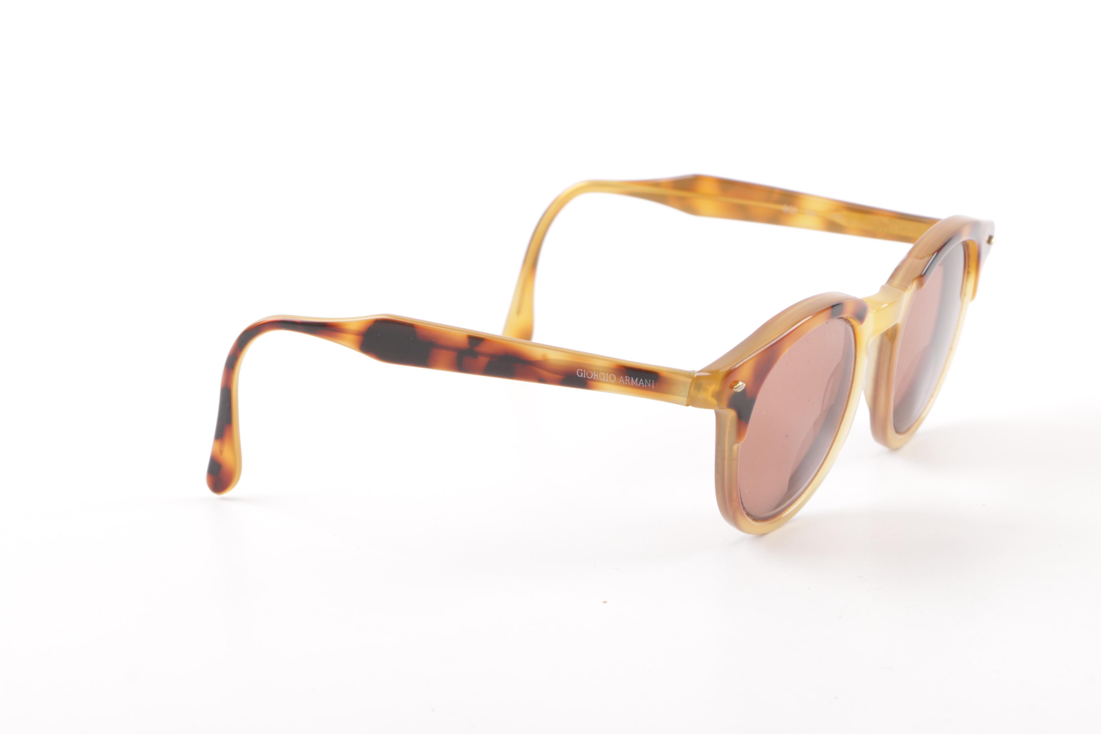 Vintage Giorgio Armani Tortoiseshell Style Prescription Sunglasses with Case