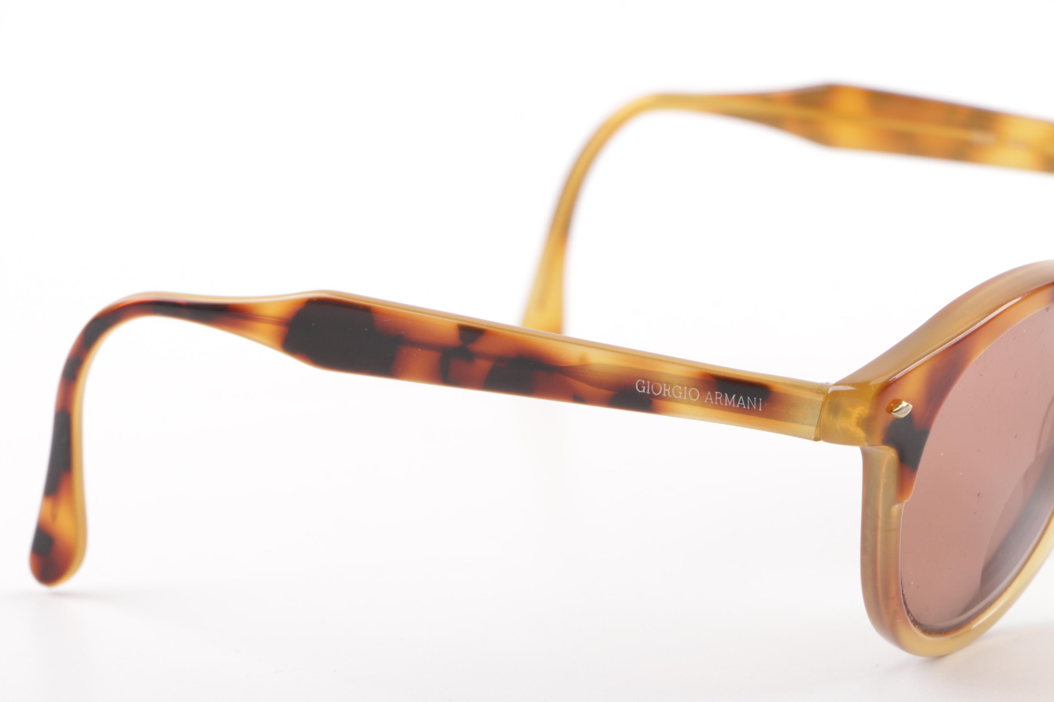Vintage Giorgio Armani Tortoiseshell Style Prescription Sunglasses with Case