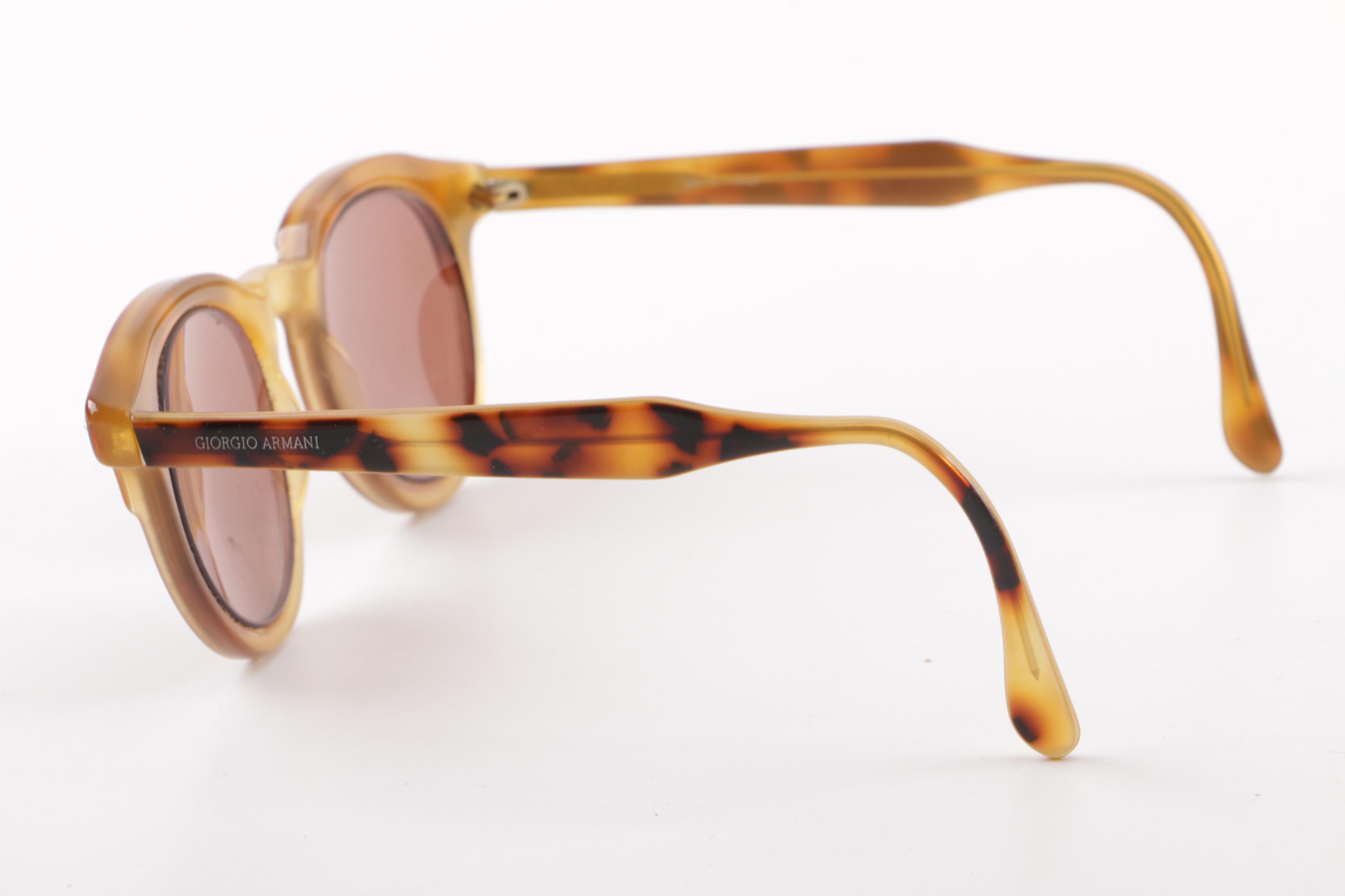 Vintage Giorgio Armani Tortoiseshell Style Prescription Sunglasses with Case