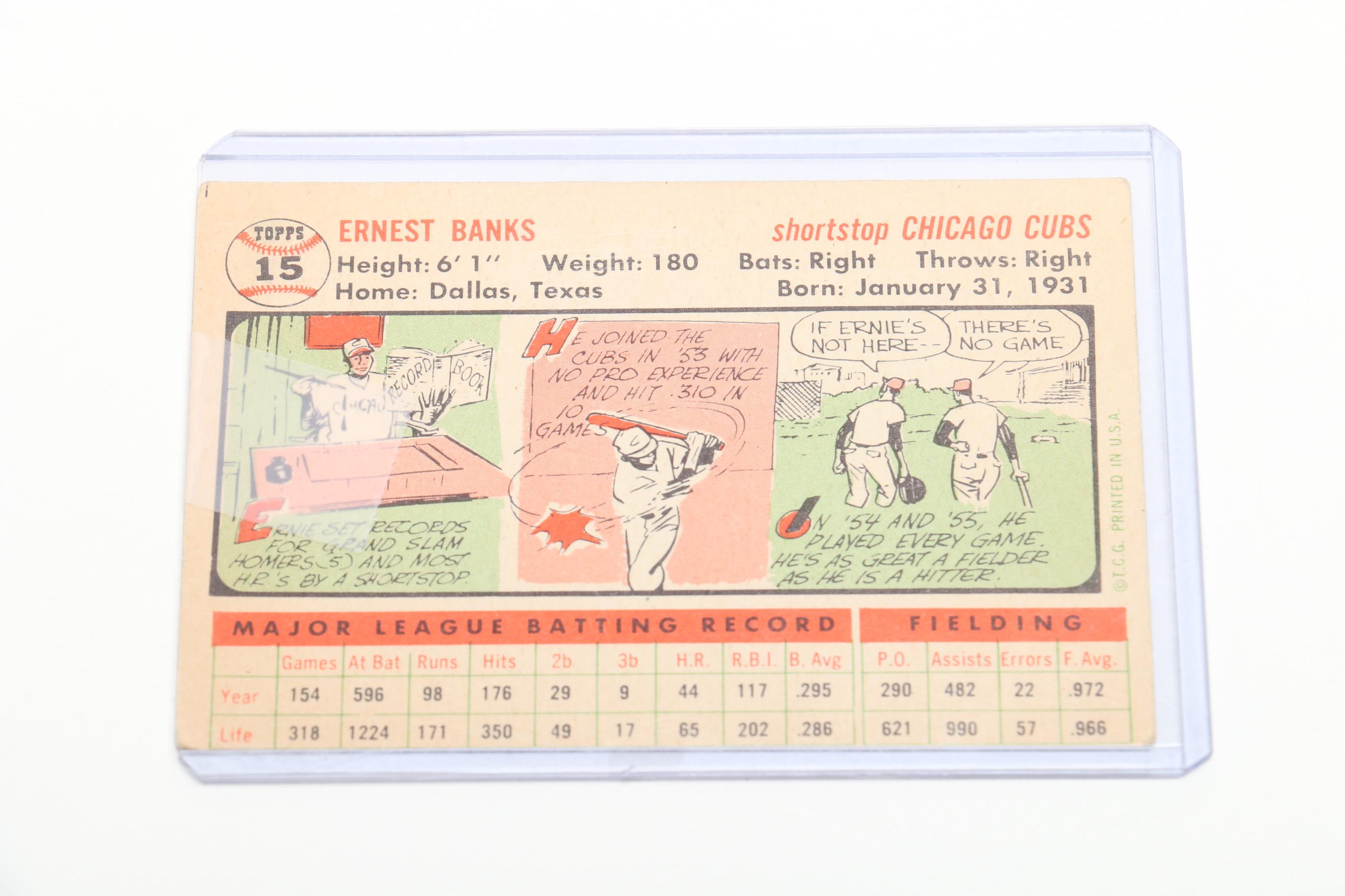 1956 (HOF) Ernie Banks and (HOF) Warren Spahn Topps Baseball Cards