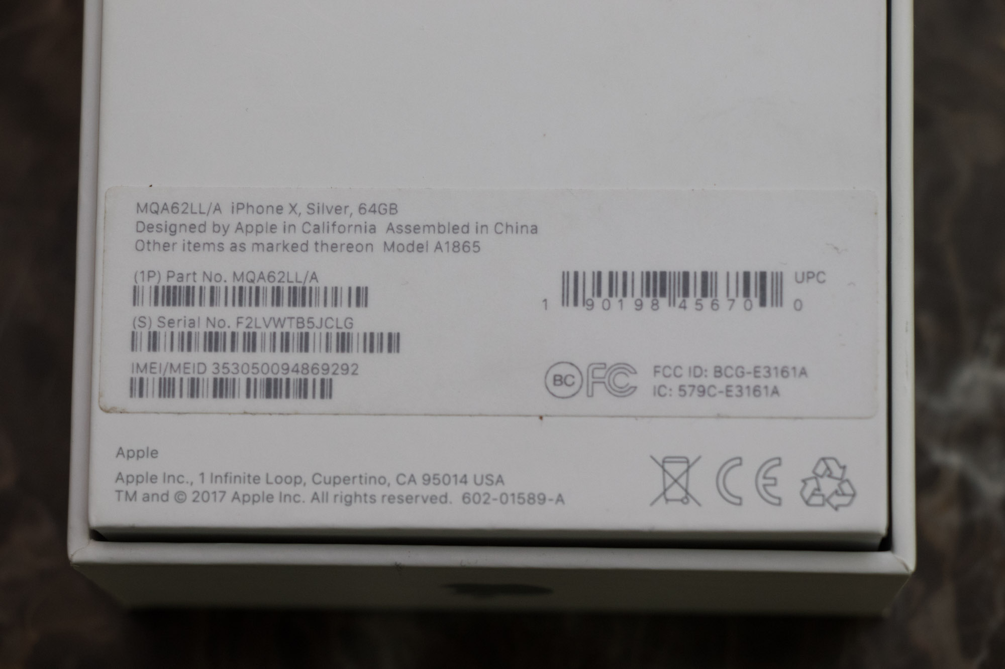 Silver iPhone X 64GB