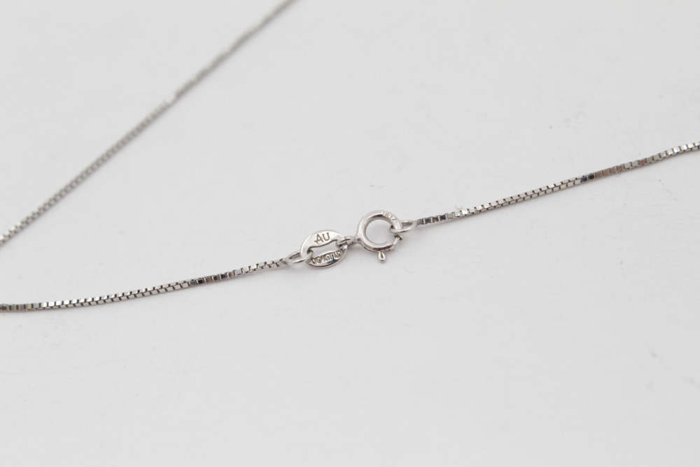 10K White Gold Necklace with 14K White Gold Emerald and Diamond Pendant