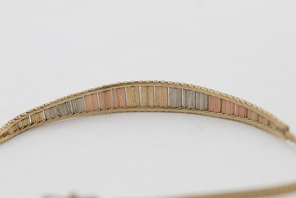 14K Yellow Gold Bracelet With Tri-Color Accents