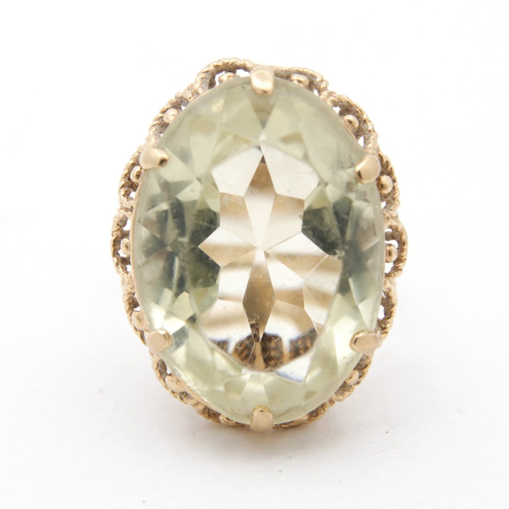 14K Yellow Gold and Quartz Ring